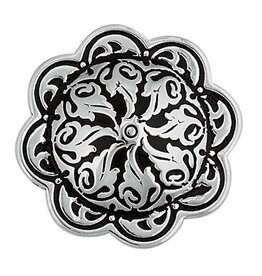 Jeremiah Watt Floral Concho w/Loop SS/BK 1 1/2" - 04205-BS-1 1/2
