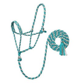 Weaver Braided Rope Halter with 10' Turquoise/Grey - 35-7820-114