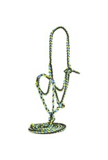 Flat Nose Braided Halter - Black/Lime - 8005dnv