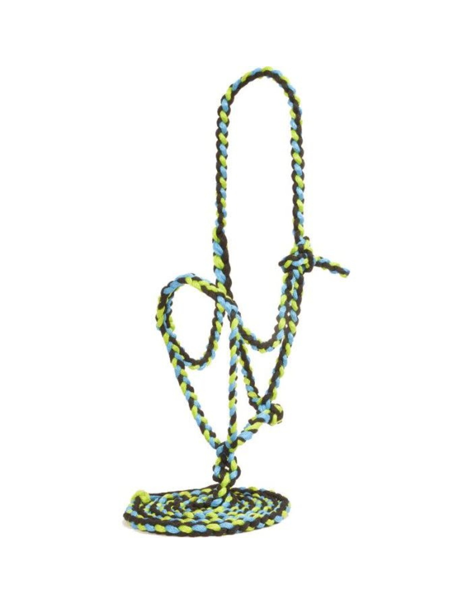 Flat Nose Braided Halter - Black/Lime - 8005dnv
