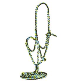 Flat Nose Braided Halter - Black/Lime - 8005dnv