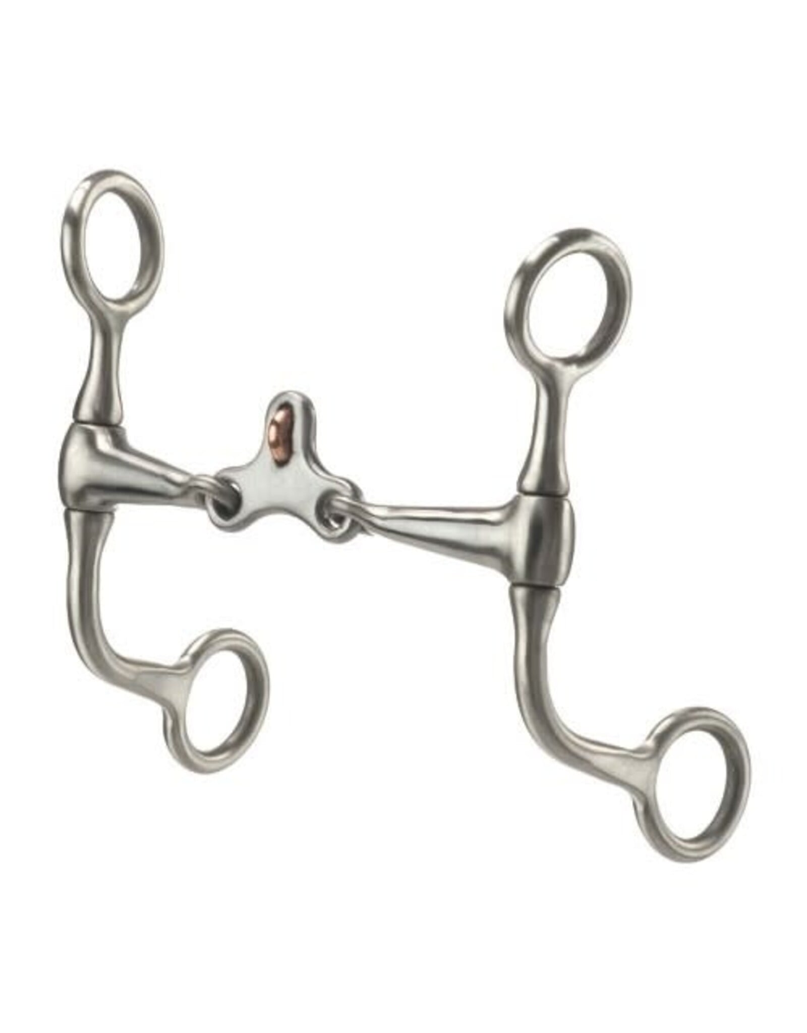 FRANCOIS GAUTHIER BRUSHED STAINLESS STEEL SHORT FLOATING SPOON BIT - 255349 - 5"(127mm) sweet iron 3 piece mouth with copper ring and copper inlays. 5?"(149mm) "C" shanks. Moderate effect.