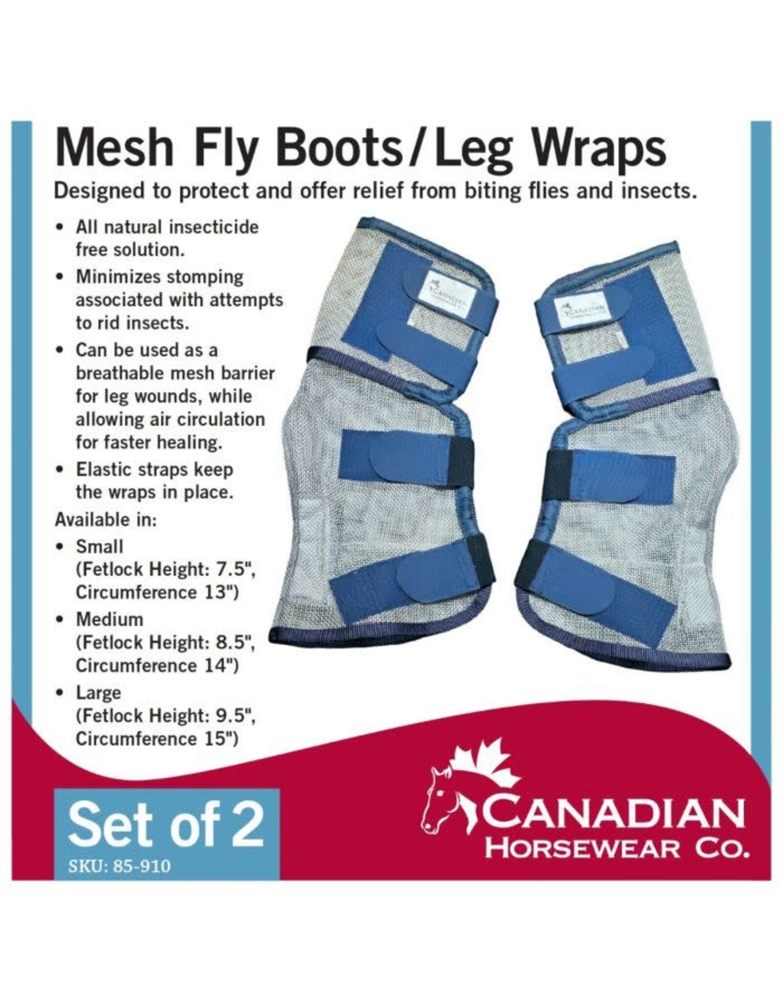 Canadian Horsewear Fly Boots 2PK - Grey - Large - 85-910-L
