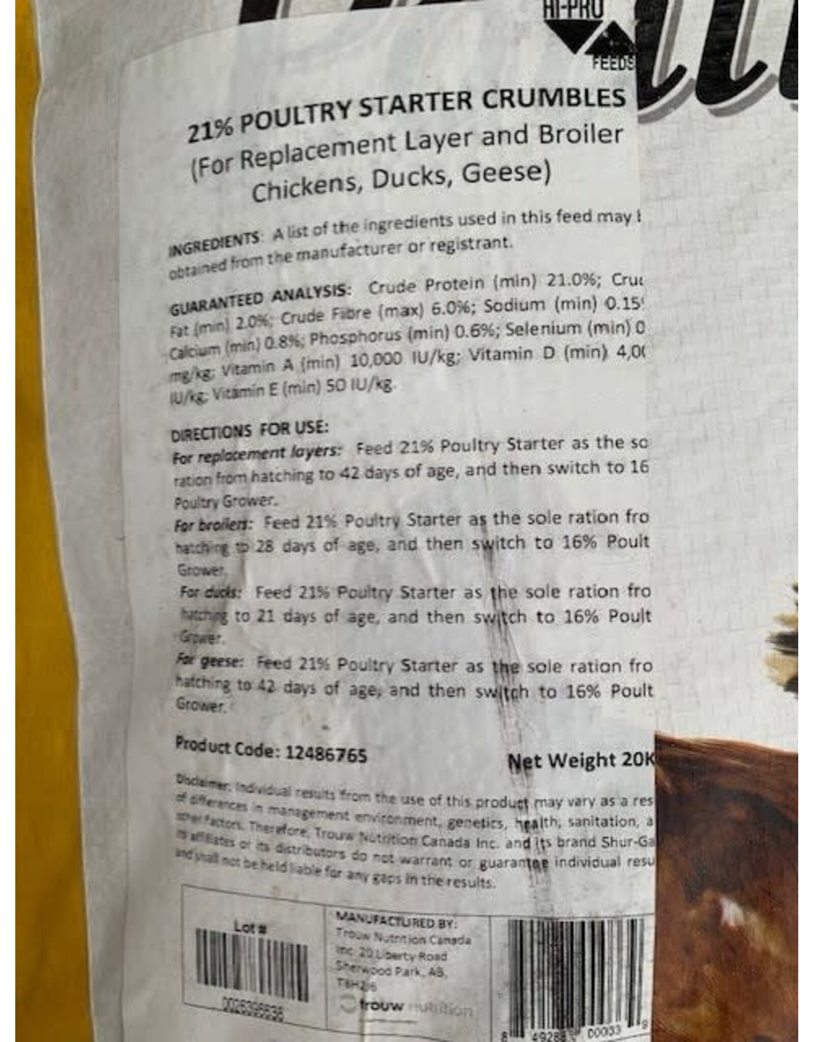 POULTRY  - 21% Chick Starter - Non Medicated 20kg  - Chicks, Ducks and Geese - 110041- 12486765