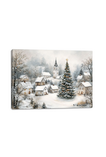 CHRISTMAS!!! Canvas Wall Light Up (6 Hr Timer)- Christmas Village Scene
