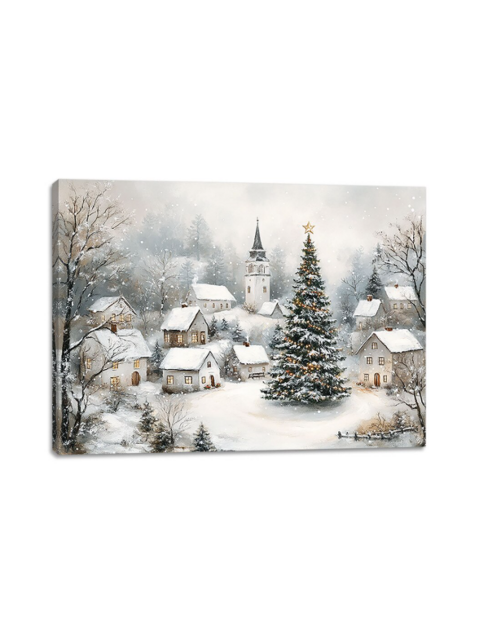 CHRISTMAS!!! Canvas Wall Light Up (6 Hr Timer)- Christmas Village Scene