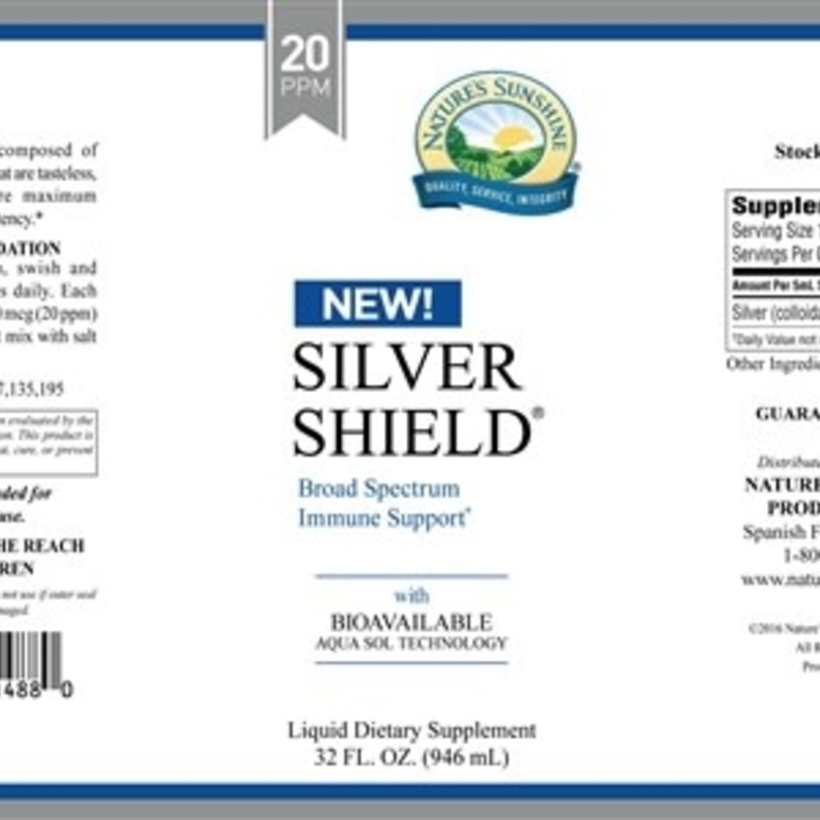 Nature's Sunshine Silver Shield w/ Aqua Sol