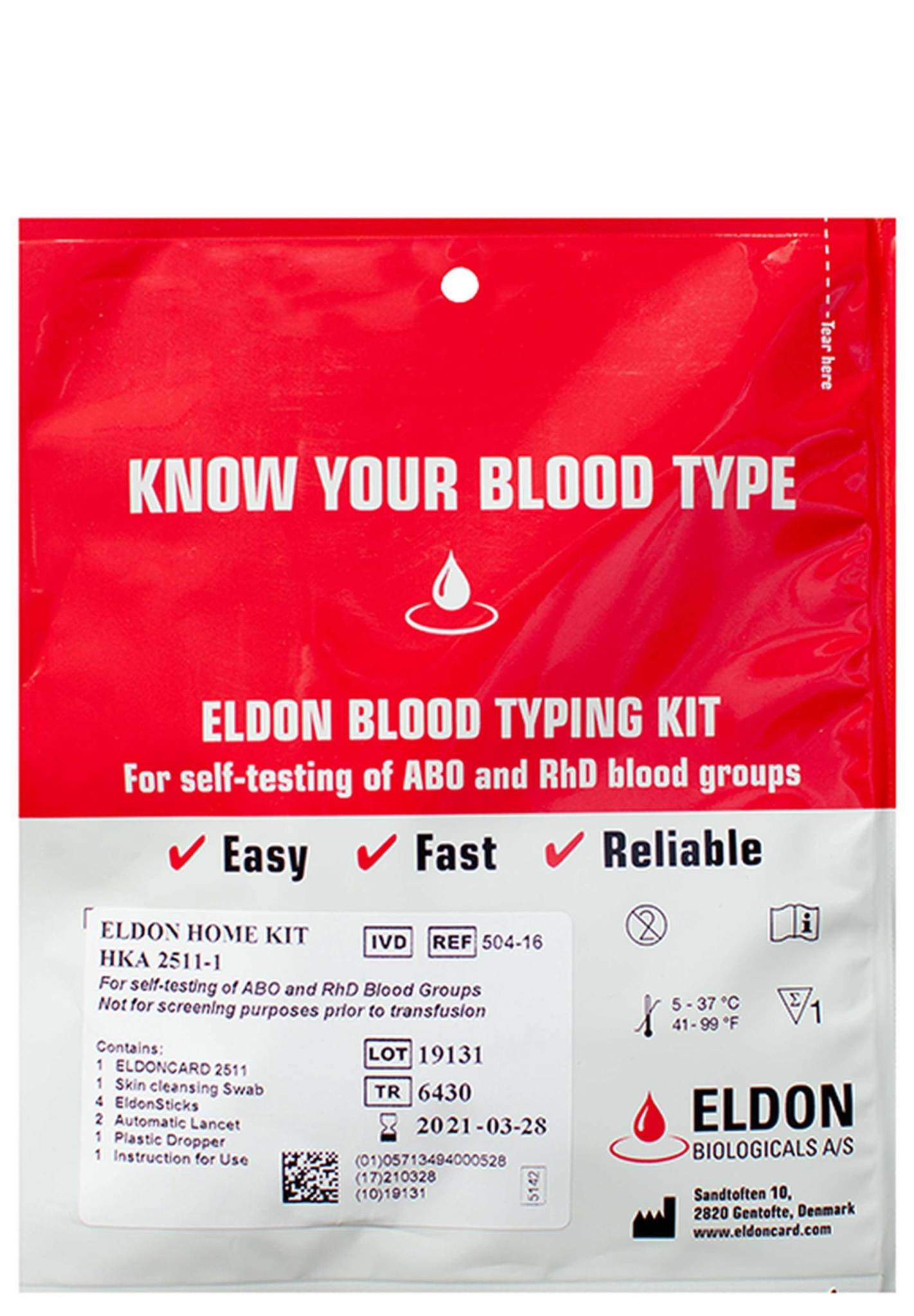 Original Home Blood Typing Kit - New Package + Improved Lancet (1 kit)
