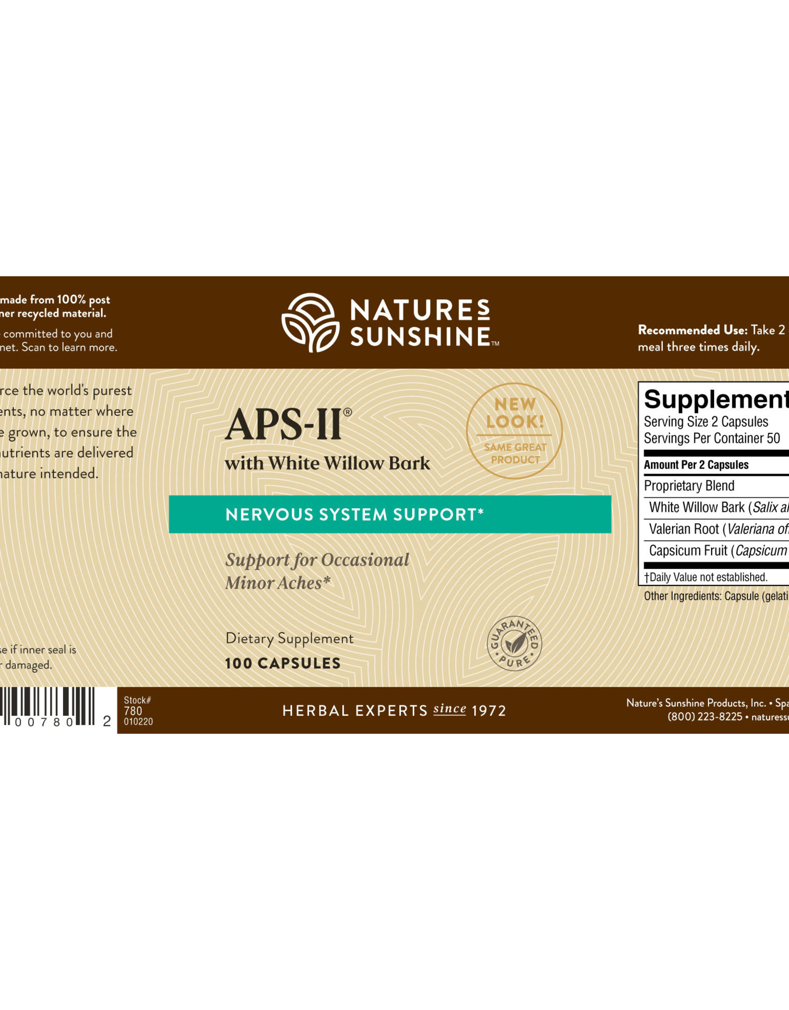 Nature's Sunshine APS II   w/ White WillowBark (100 caps)*