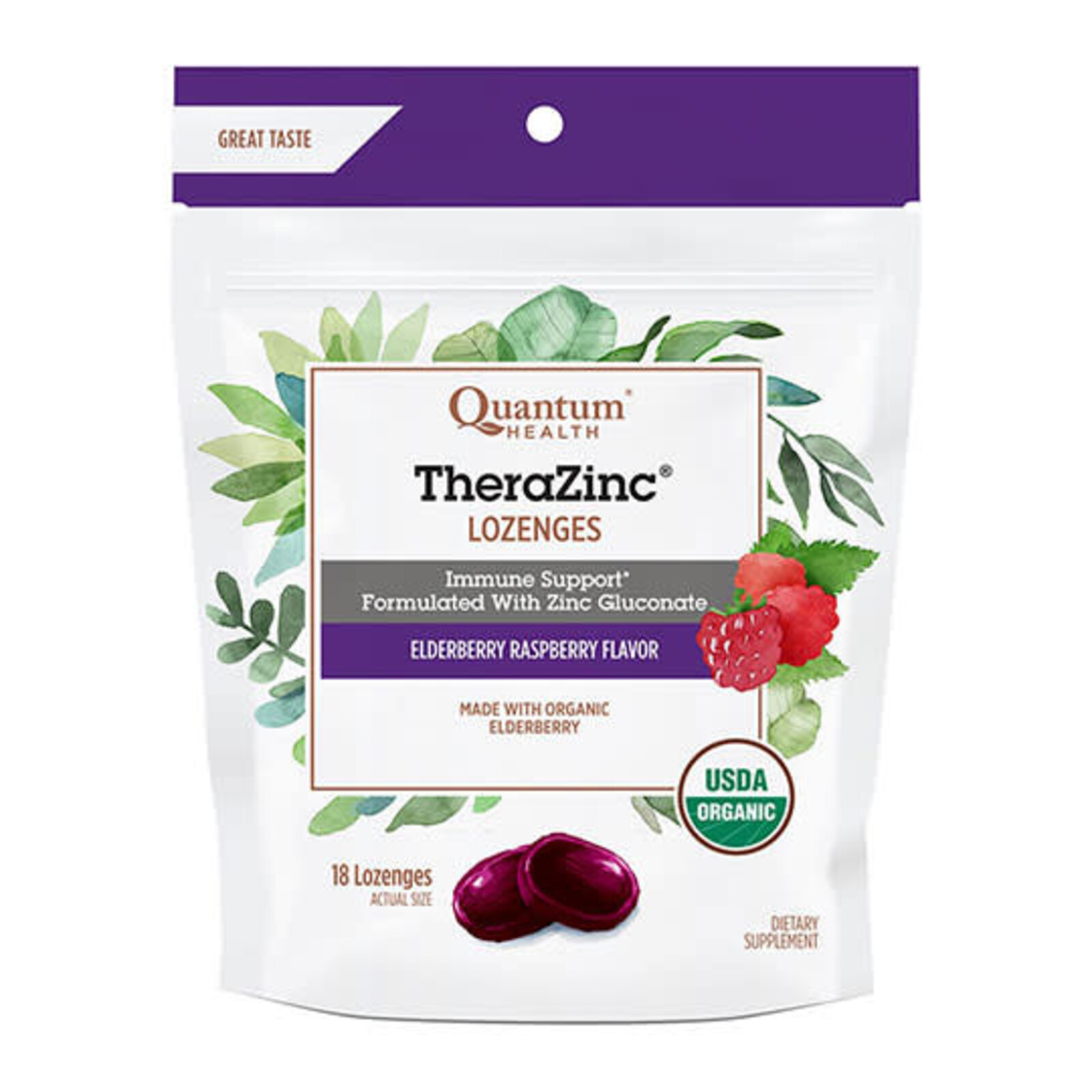 Quantum Health TheraZinc Elderberry Raspberry Lozenges