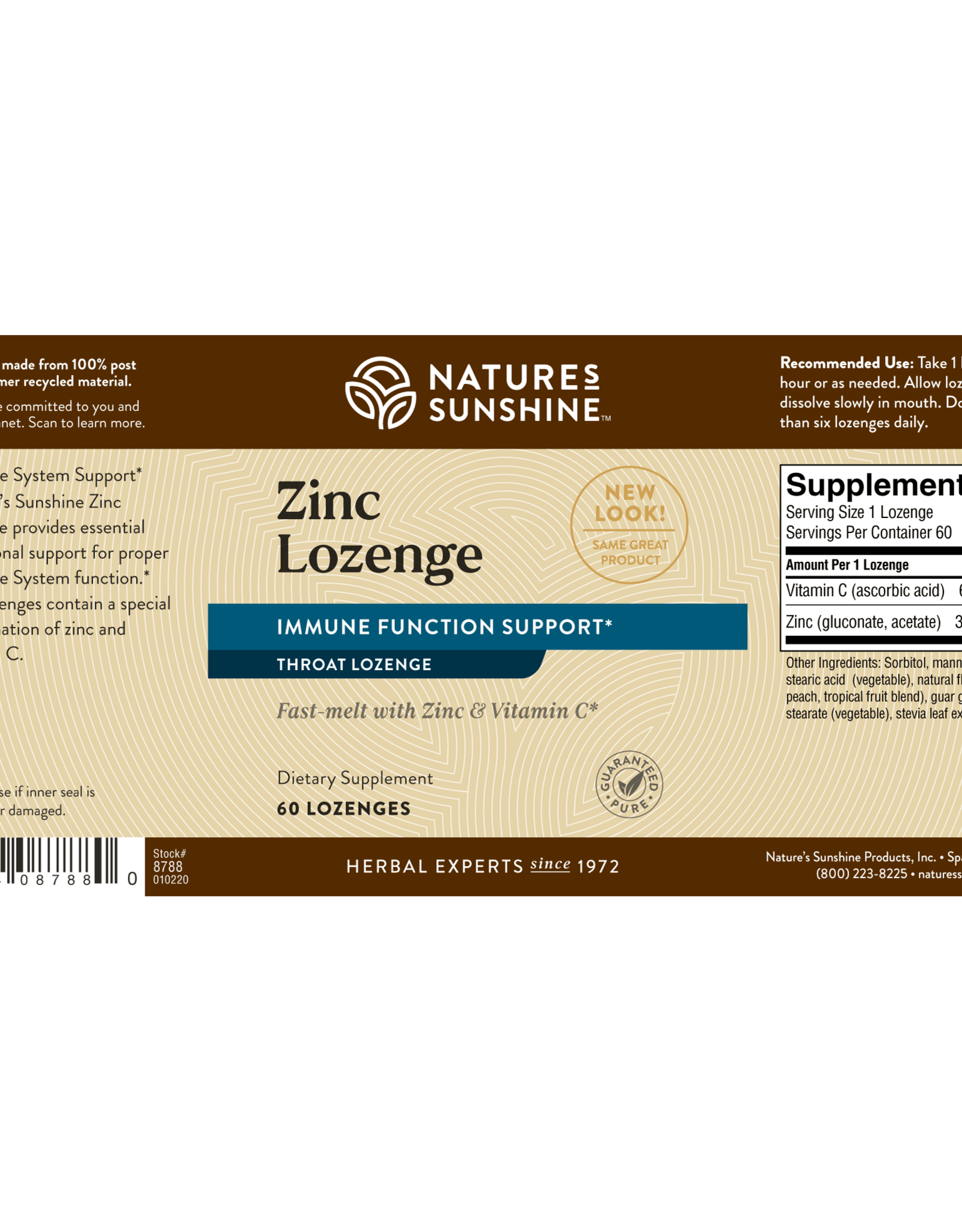 Nature's Sunshine Zinc Lozenge(60 tablets)*