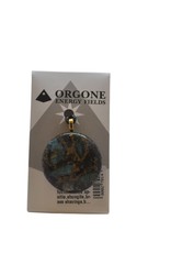 Orgone Energy Fields Orgone Pendant - round - fuchsite,blue apatite,shungite,brass shavings,black orgonite