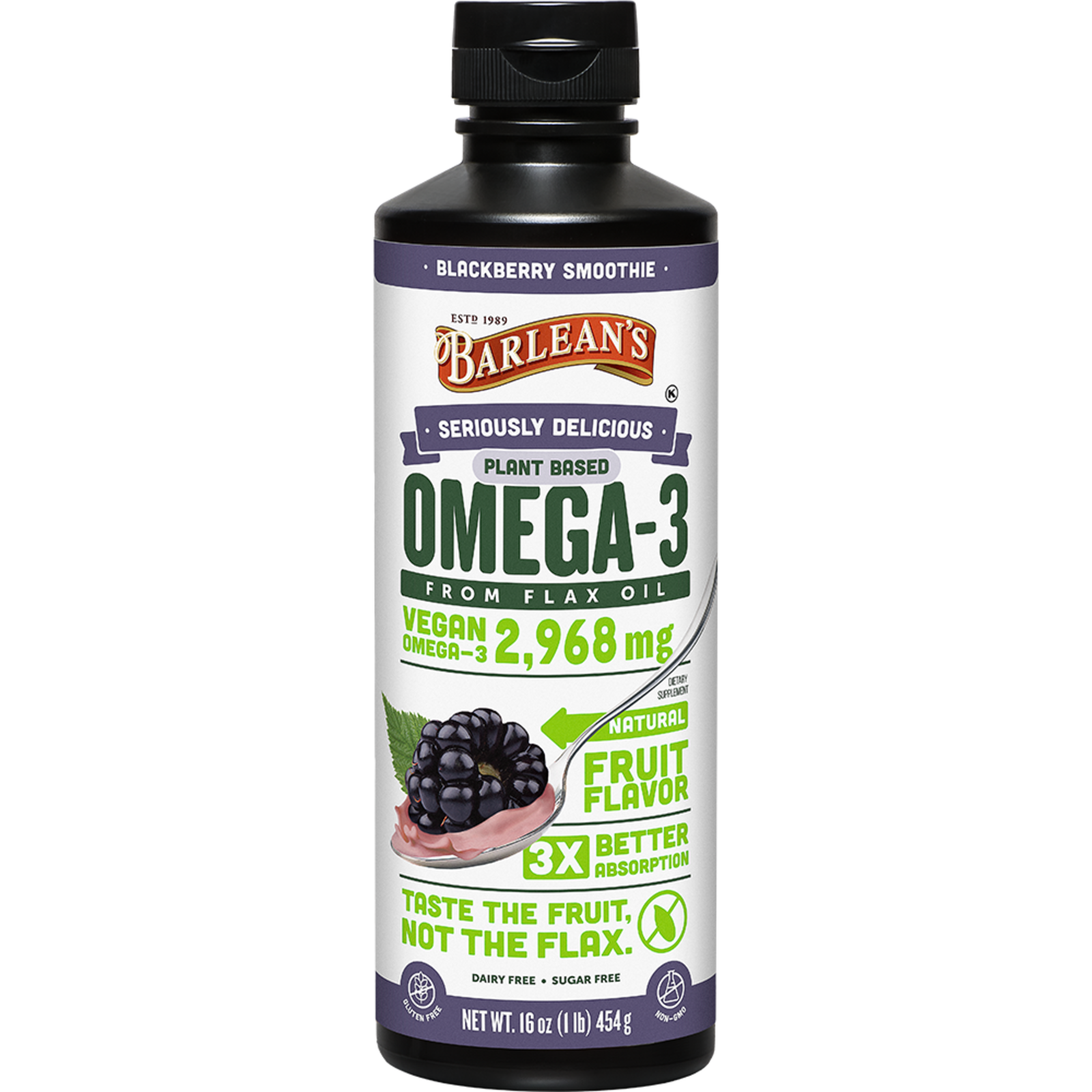 Barleans Seriously Delicious Fish Oil w/ Flax - Blackberry - 16oz