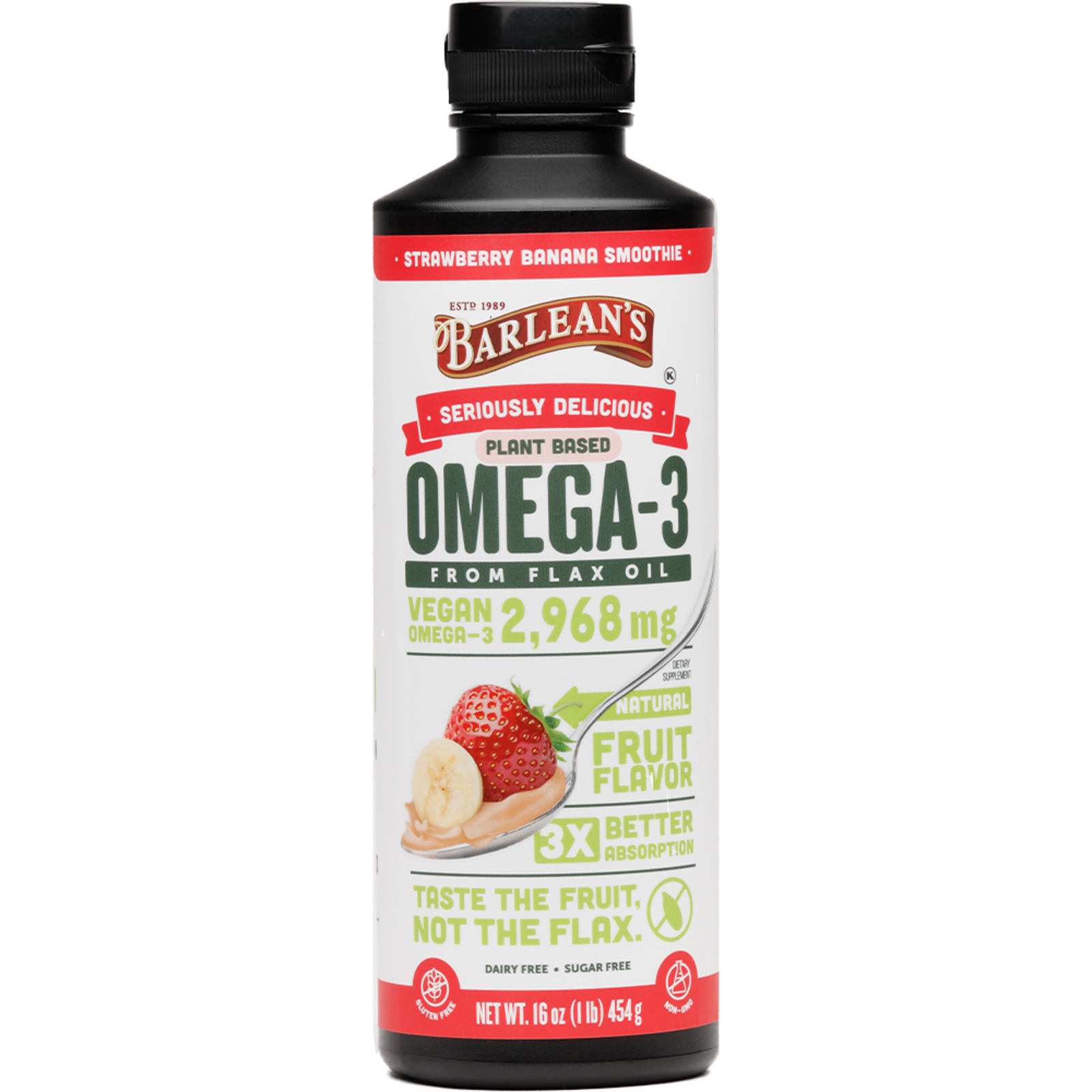 Barleans Seriously Delicious Fish Oil w/Flax - Strawberry/Banana - 16oz