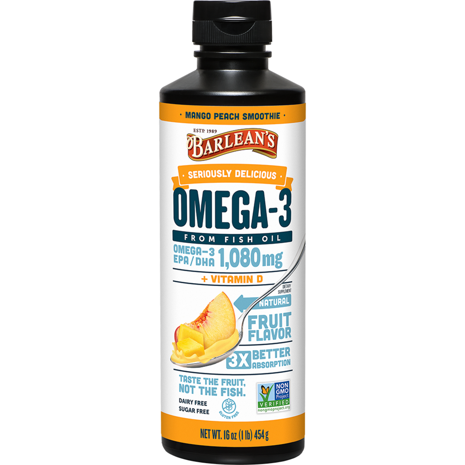 Barleans Seriously Delicious Fish Oil - Mango/Peach - 16oz