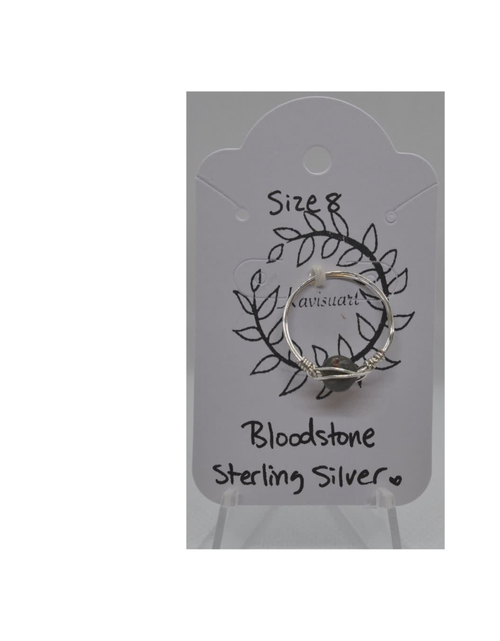 Kavisuart Bloodstone Sterling Silver Ring - size 8