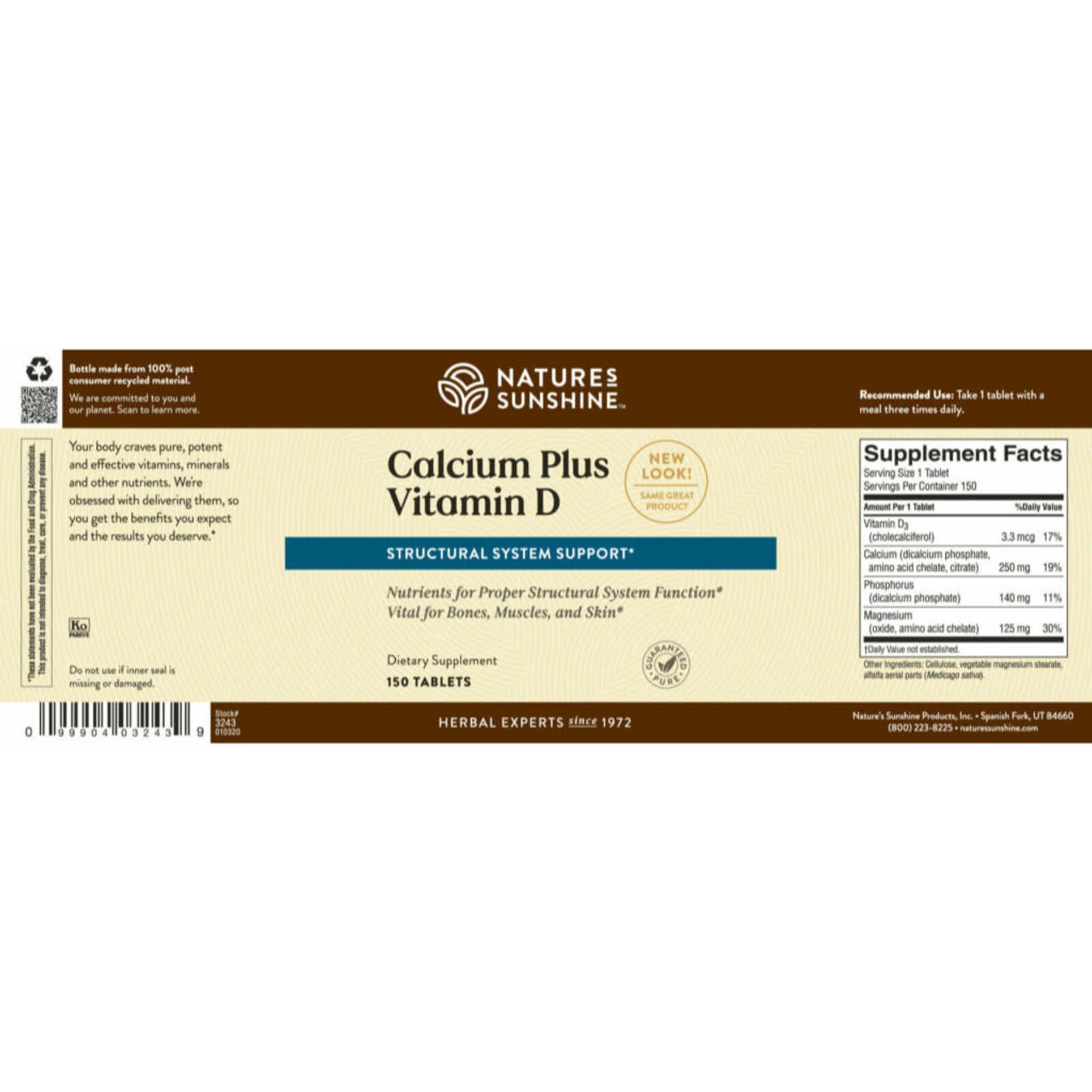 Nature's Sunshine Calcium Plus Vitamin D (150 Tabs)