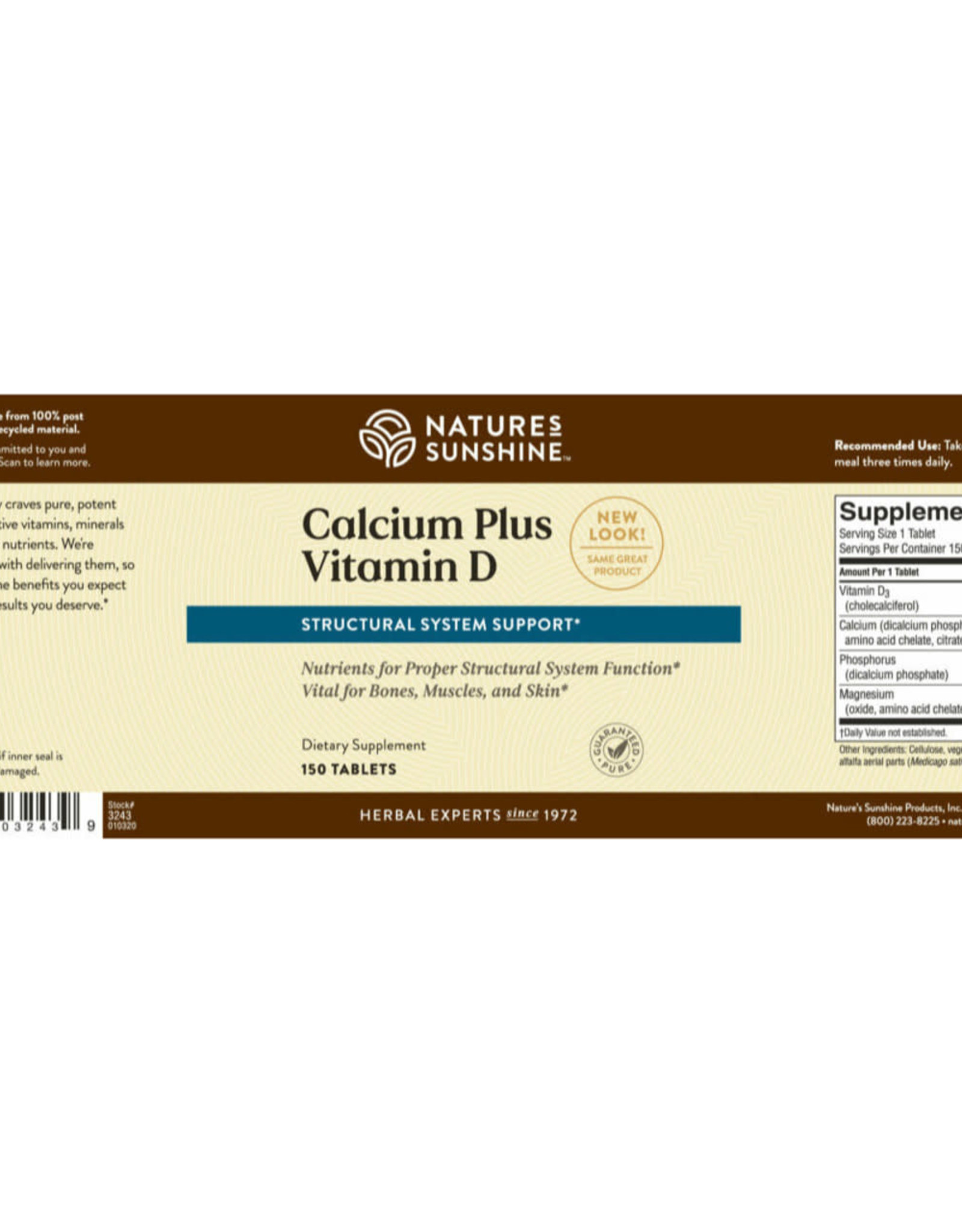 Nature's Sunshine Calcium Plus Vitamin D (150 tabs)