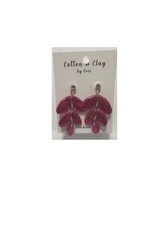 Cotton & Clay Clay Earrings  Dangle Pink sparkle