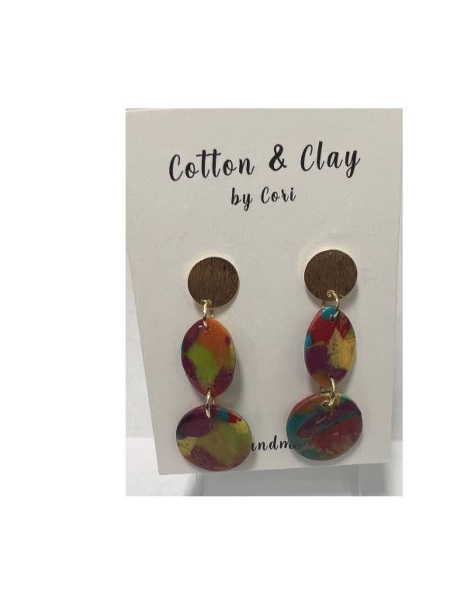 Cotton & Clay Clay Earrings  Drop Circle multi