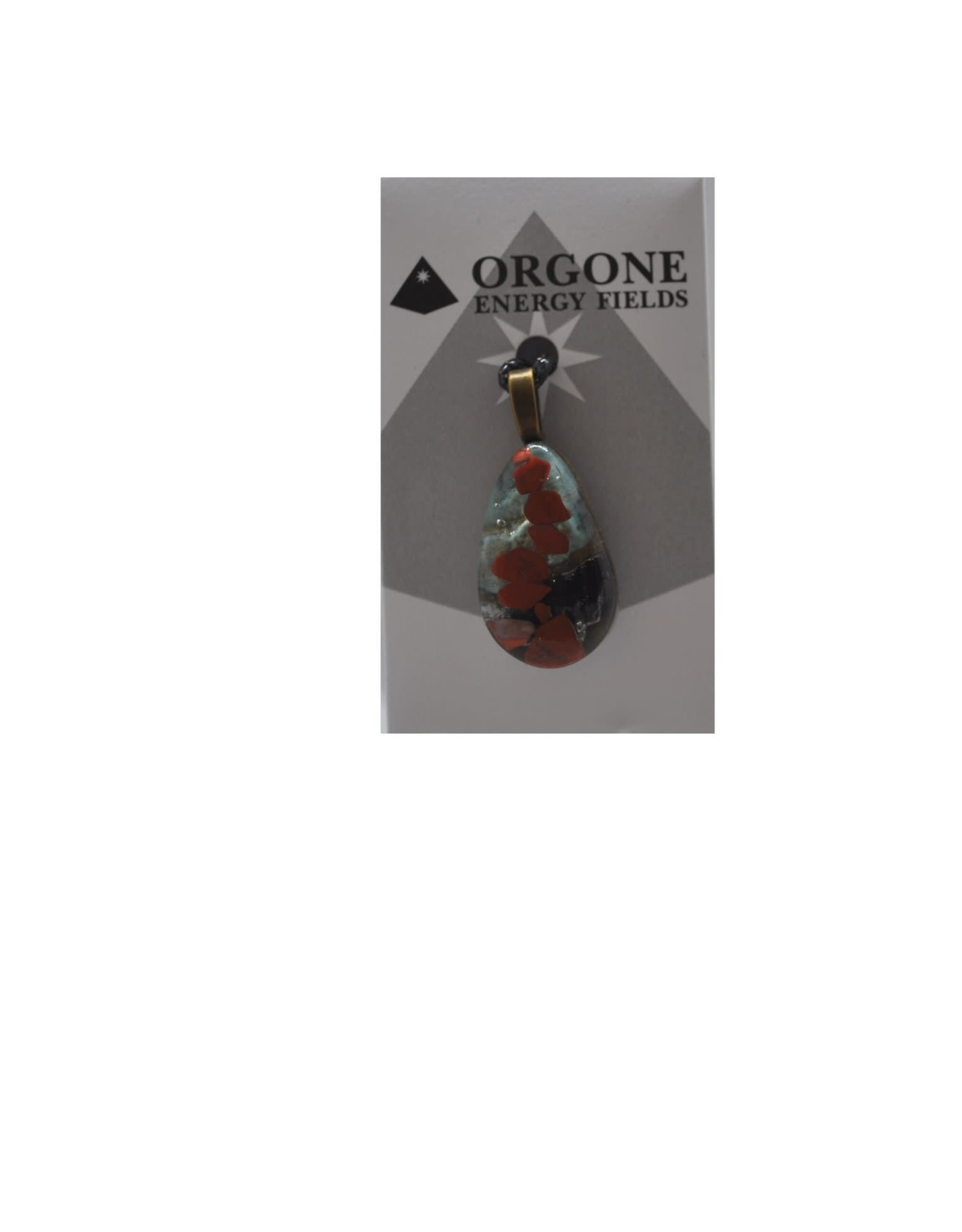 Orgone Energy Fields Orgonite Necklace Turquoise, Red Jasper, Shungite, Brass Shavings Medium