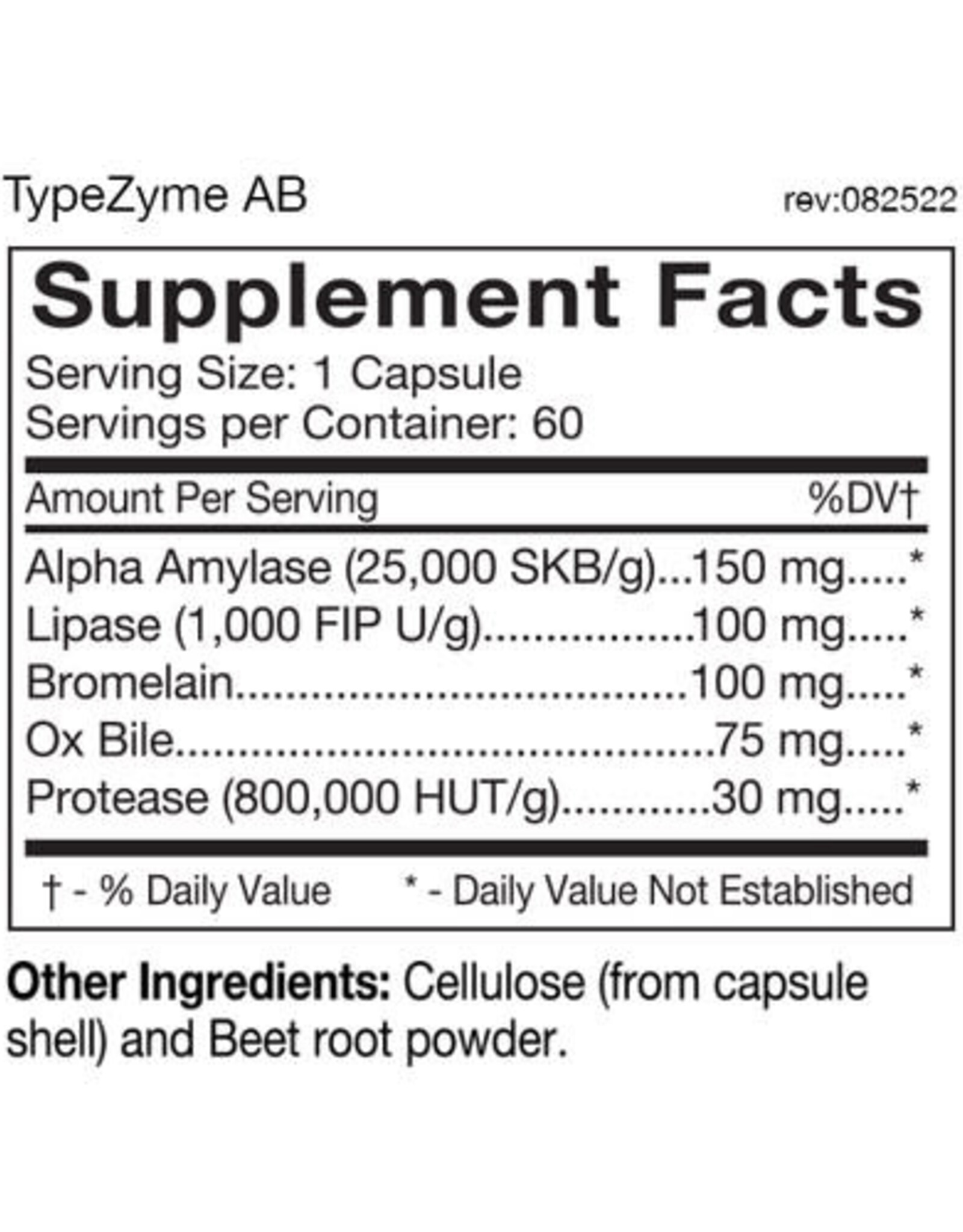 D'Adamo TypeZyme Digestive Enzyme Blood type AB