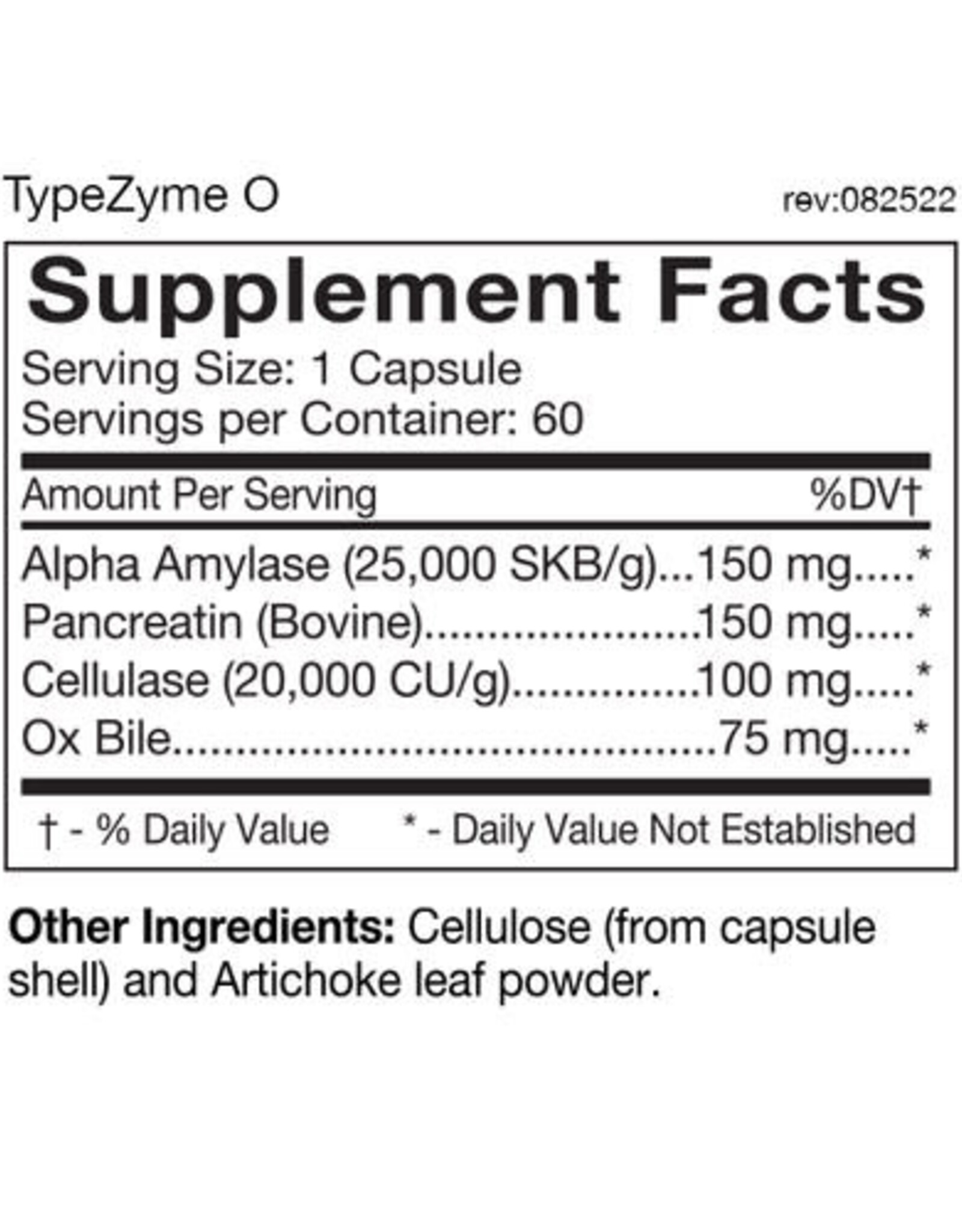 D'Adamo TypeZyme Digestive Enzyme Blood type O