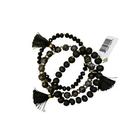 Black & Gold Bracelet w/Tassels