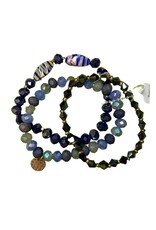 Dark Blue with Gold Charm Bracelet