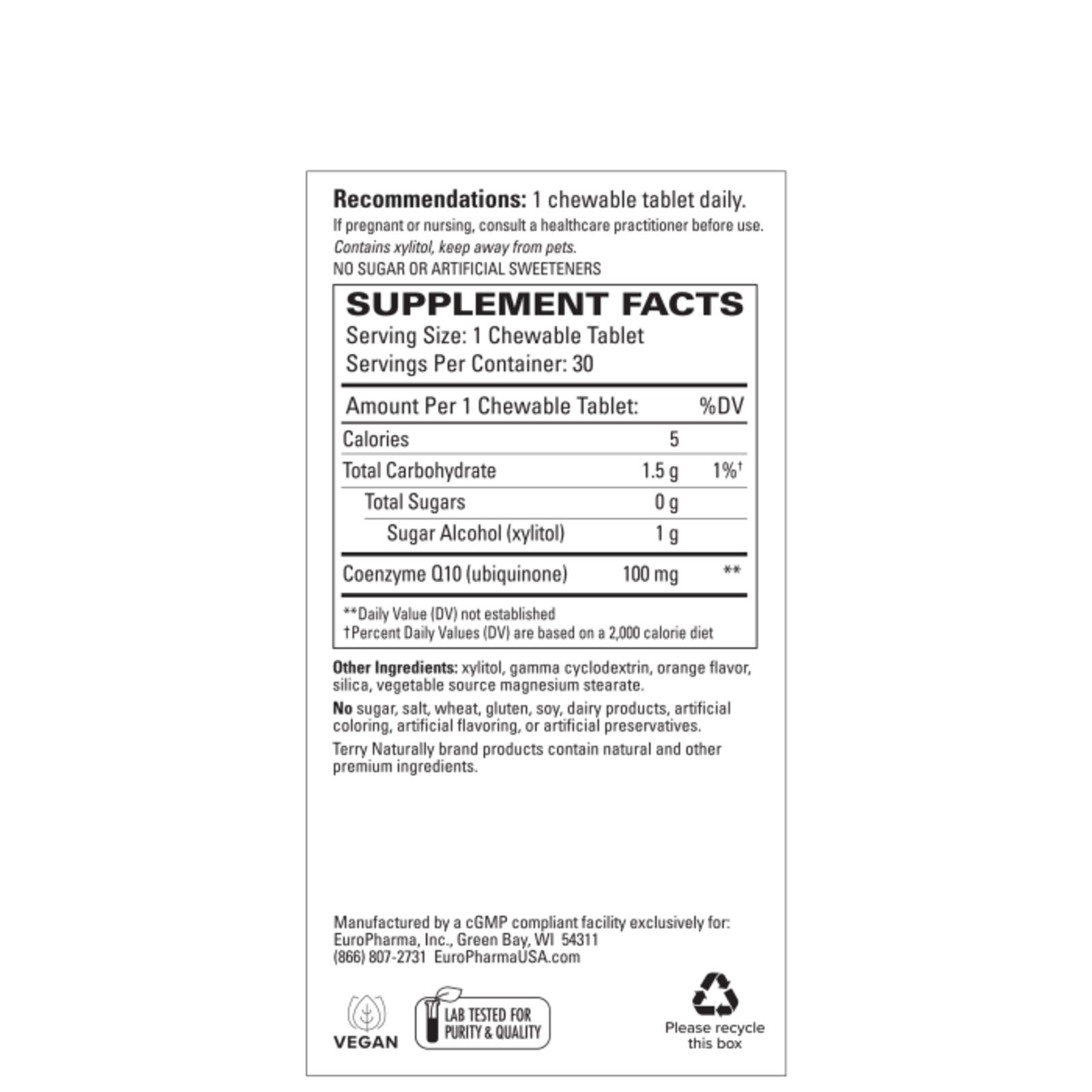 Terry Naturally CoQ10 - chewable