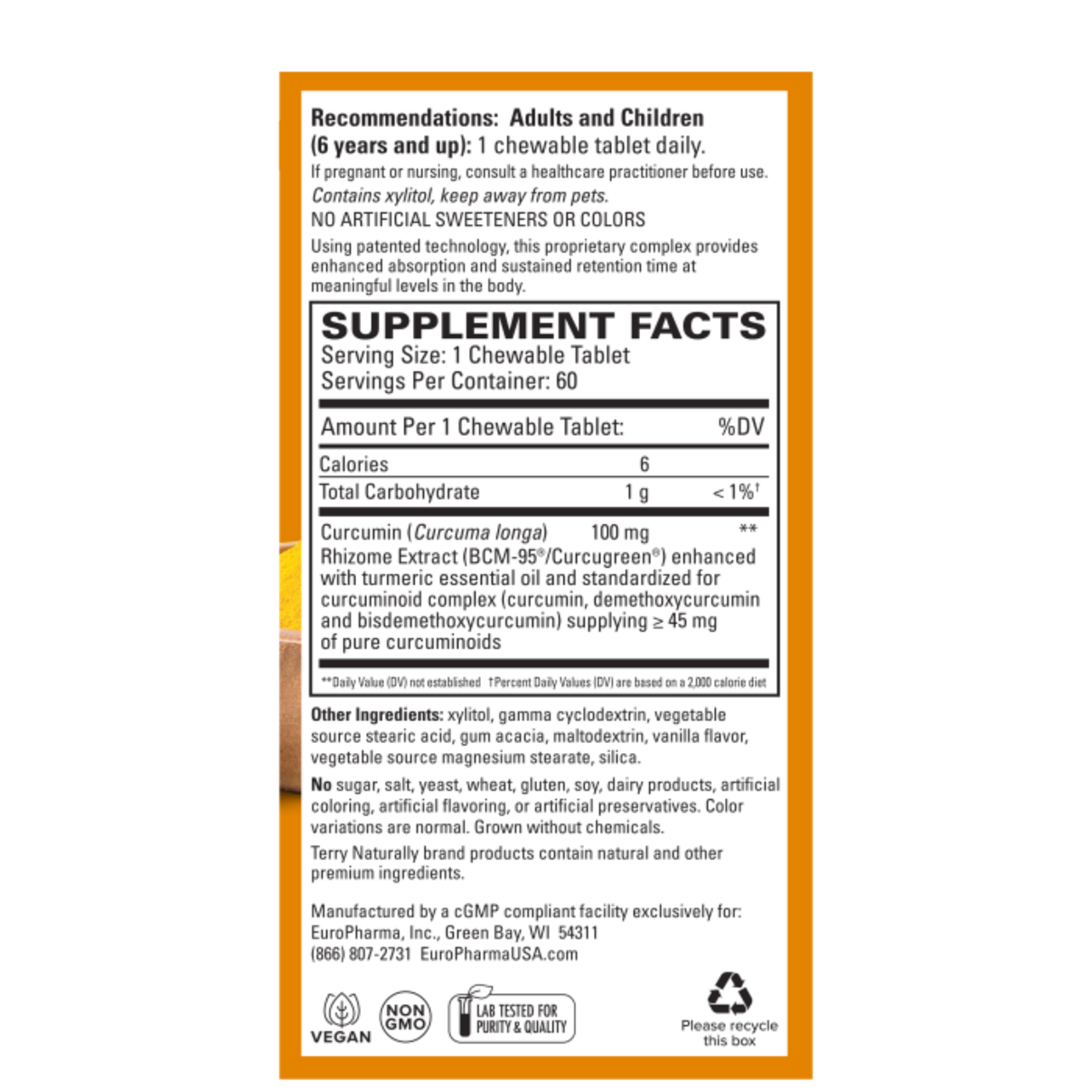 Terry Naturally CuraMed  100mg - 60 chewable
