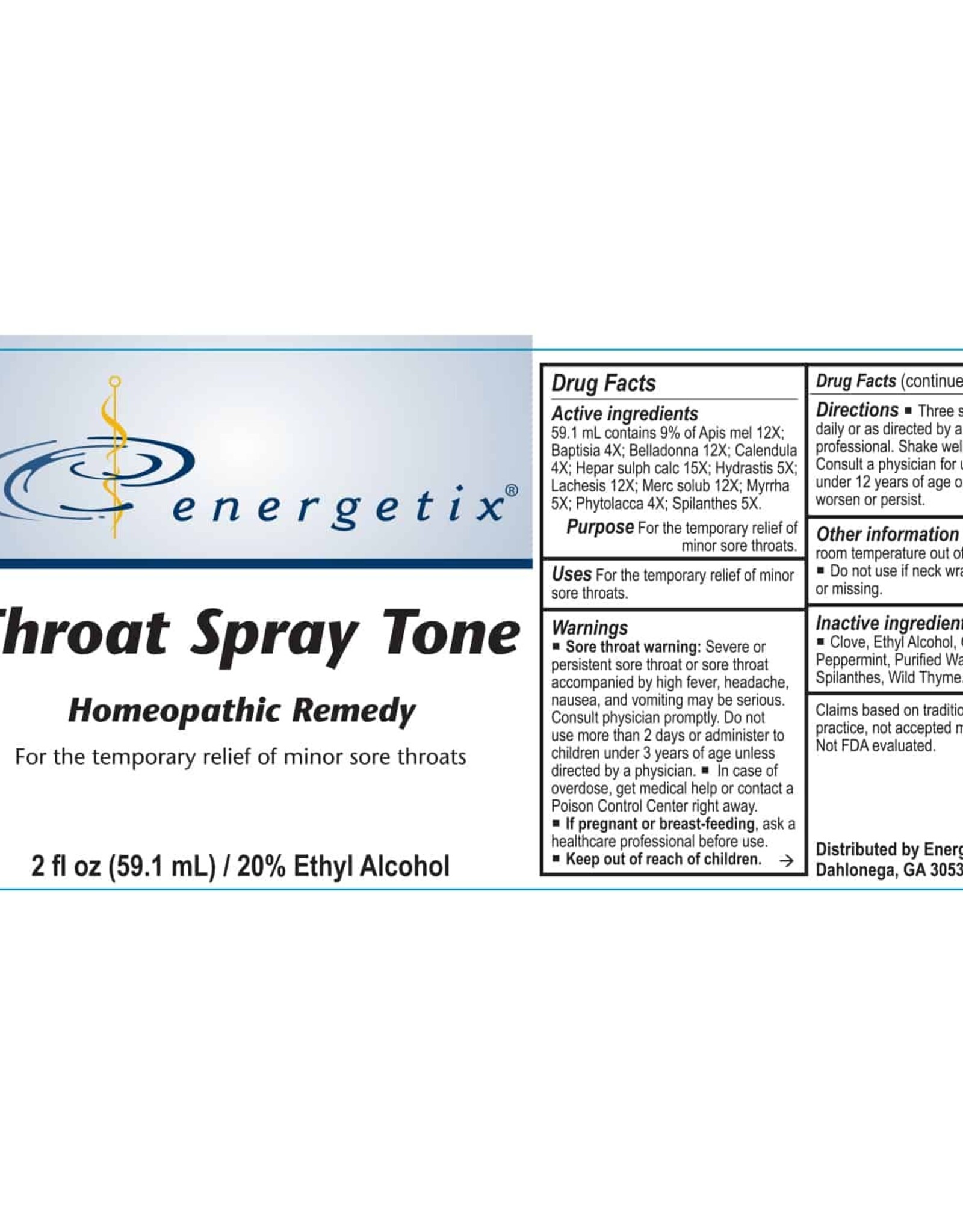 Energetix Throat Spray Tone 2 oz.