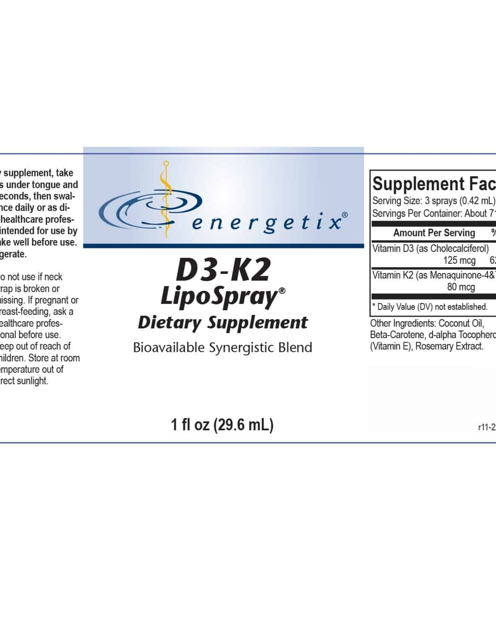 Energetix D3-K2 LipoSpray 1 oz.