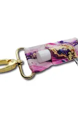 Lippyclip Magenta and Gold Marble Lip Balm Holder