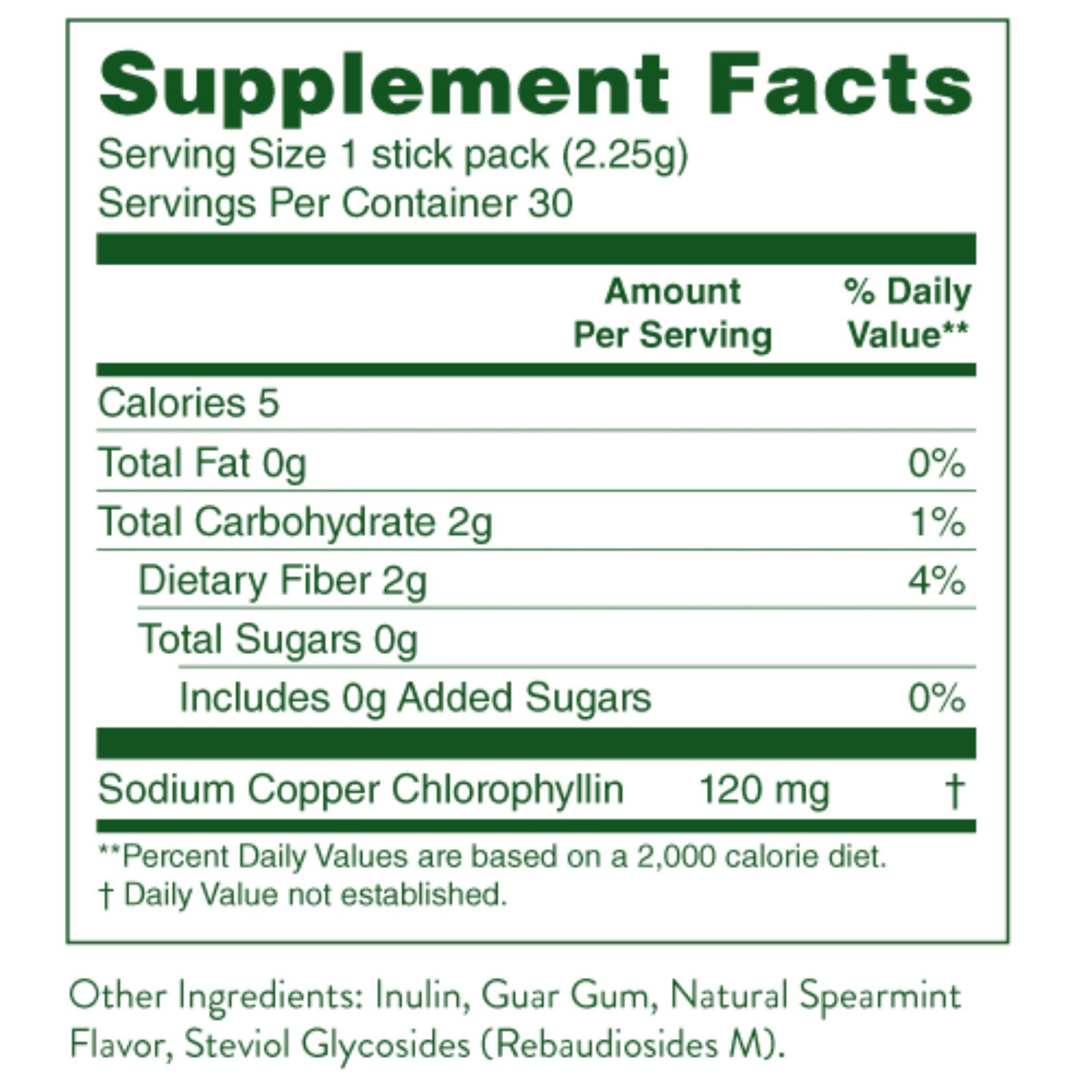 Nature's Sunshine Chlorophyll Stick Packs - Spearmint