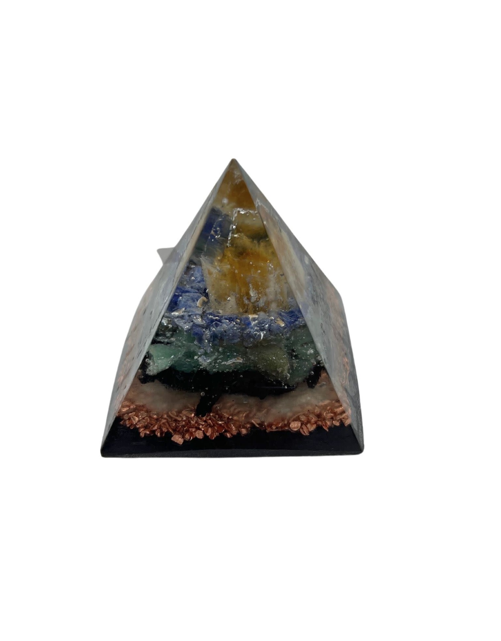 Orgone Energy Fields Orgone Pyramid - small - citrine, sodalite, aventurine, copper, black orgonite
