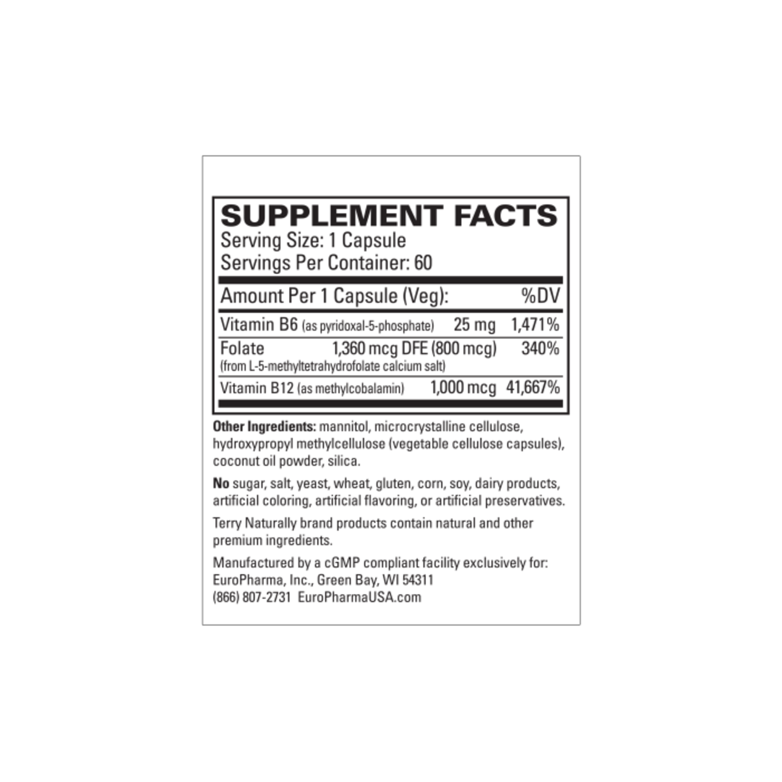 Terry Naturally BioActive Vitamin B - 60 cap