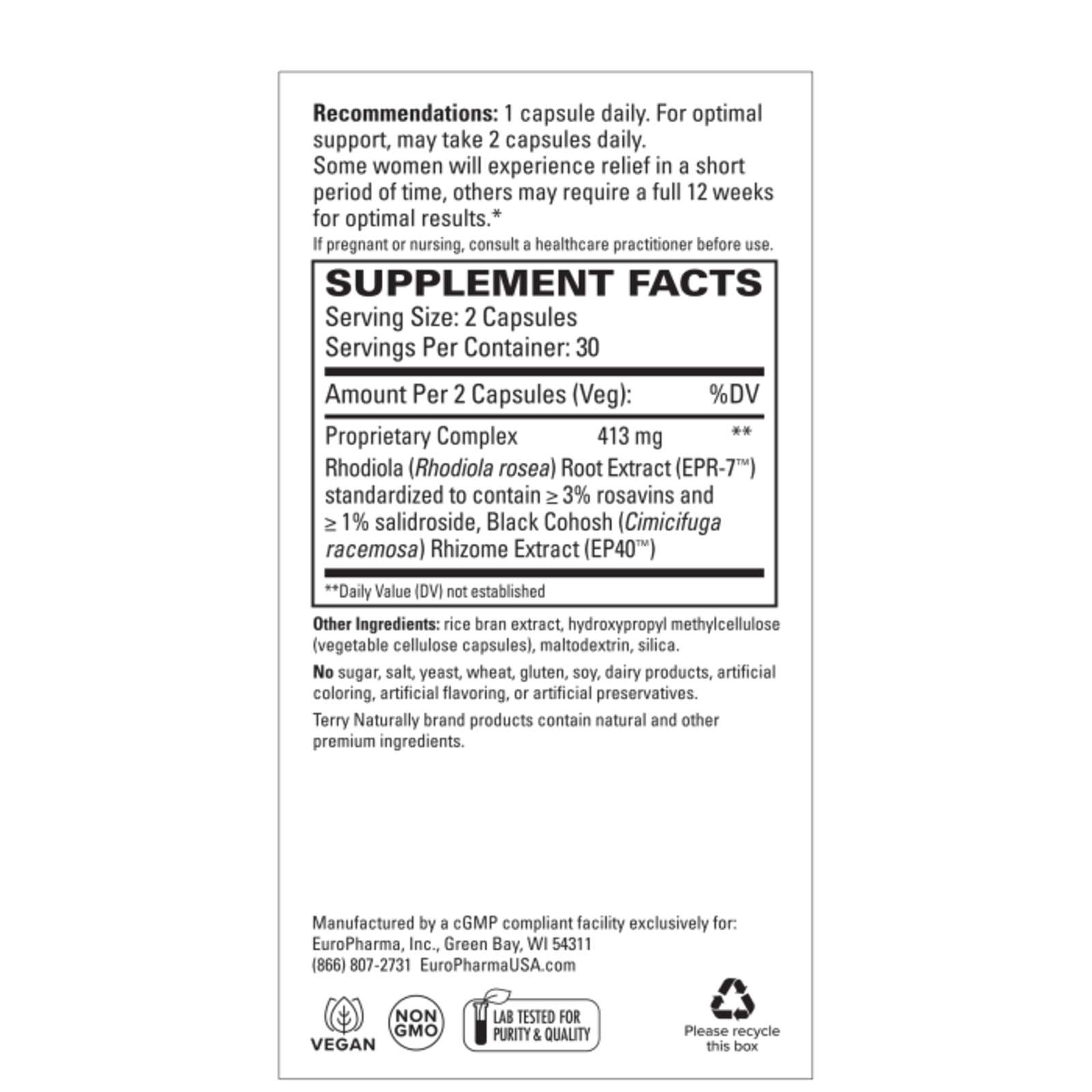 Terry Naturally Menopause Relief Plus - 60 cap