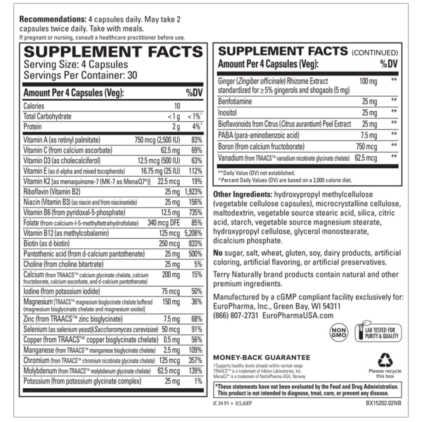 Terry Naturally Clinical Essentials Multi-Vitamin & Mineral - 120 caps