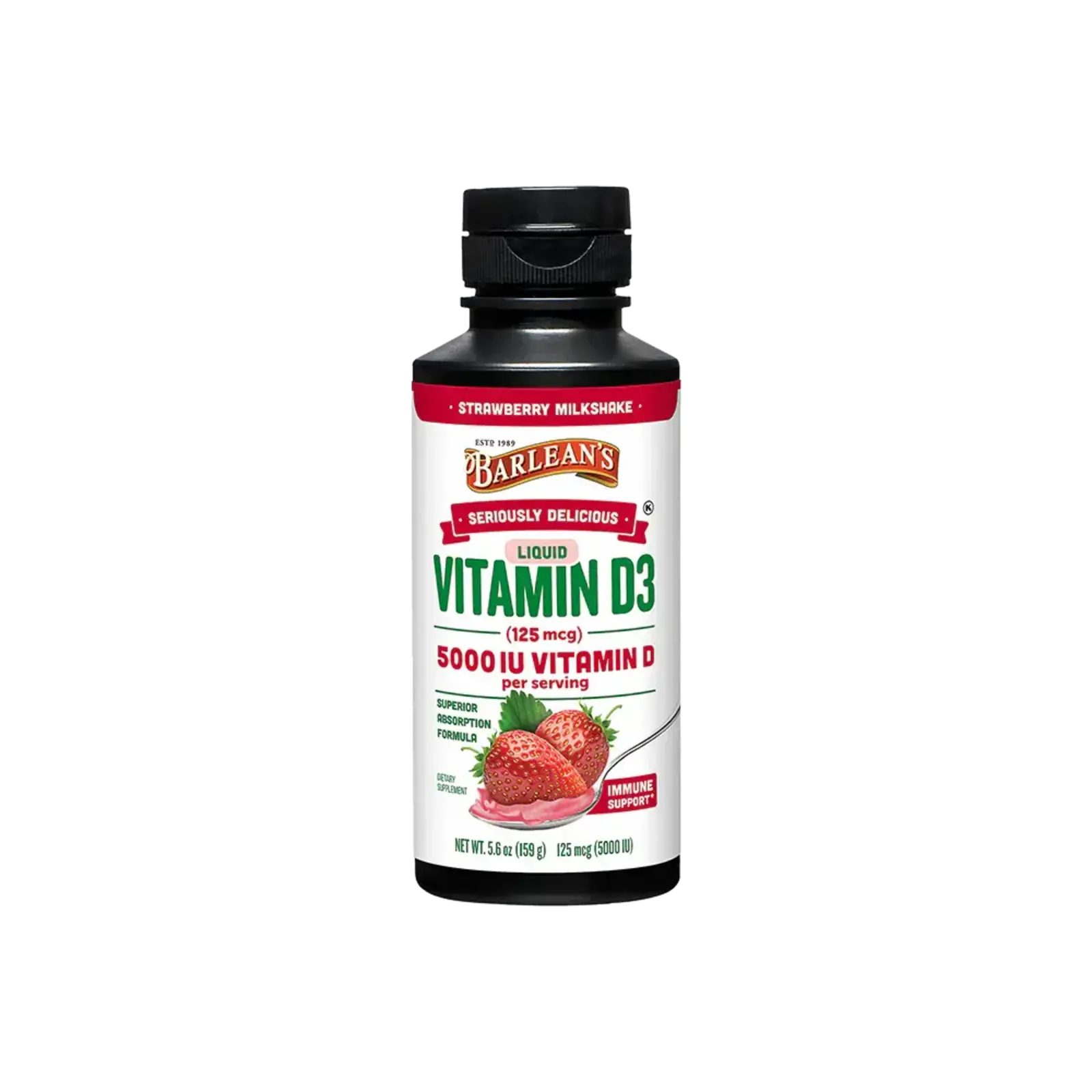 Barleans Liquid Vitamin D3 (5000IU) - Strawberry Milkshake -5.6oz