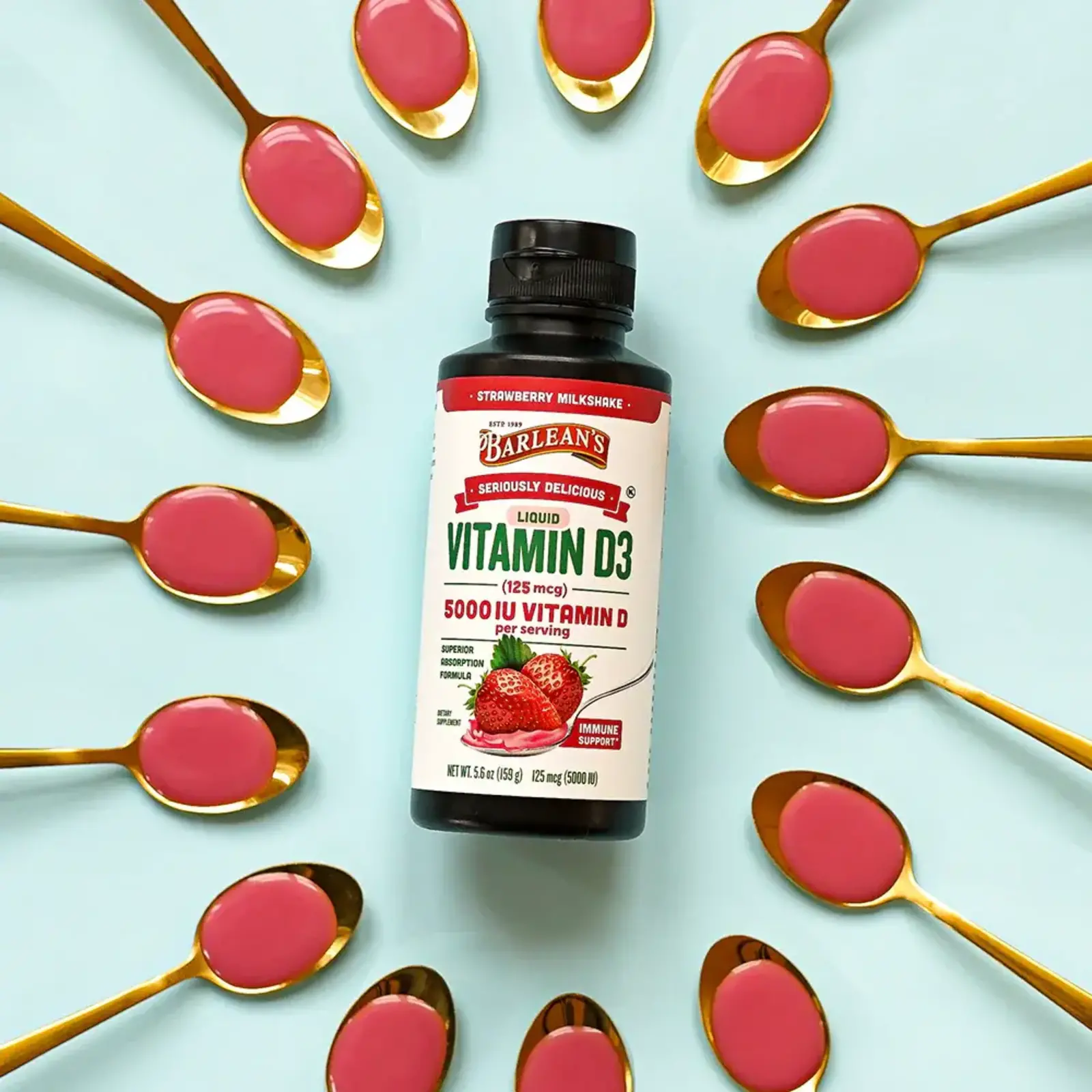 Barleans Liquid Vitamin D3 (5000IU) - Strawberry Milkshake -5.6oz