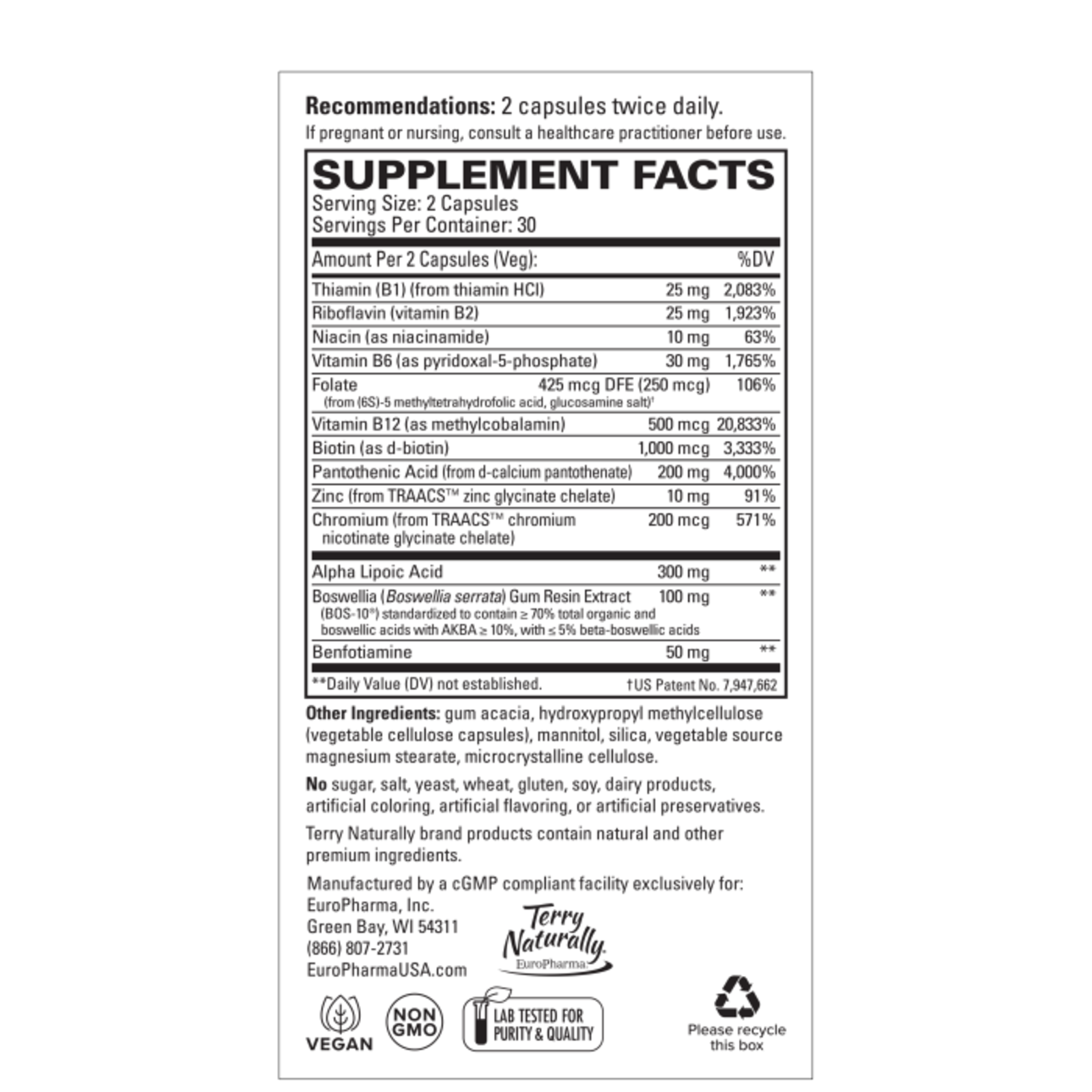 Terry Naturally Healthy Feet & Nerves - 120 caps