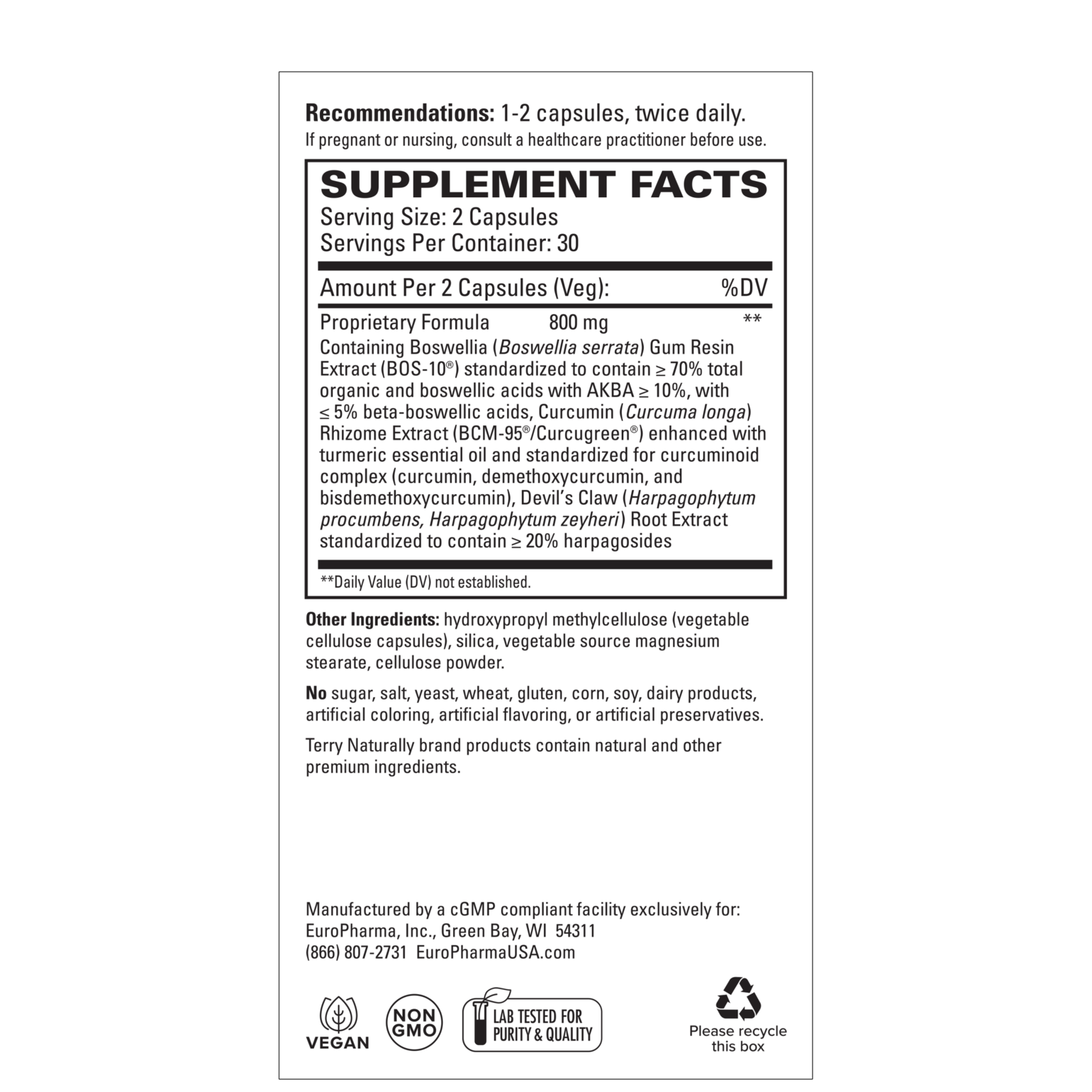 Terry Naturally Arthocin - 60 capsules