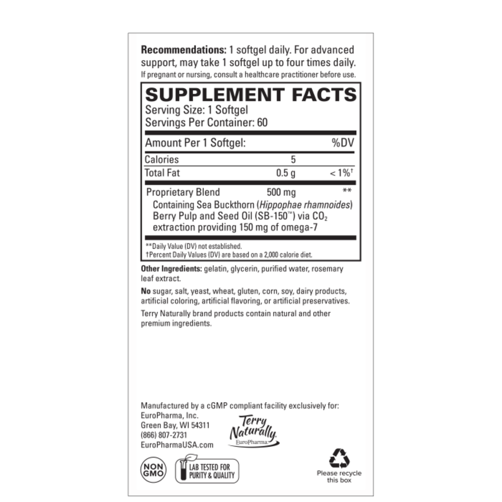 Terry Naturally Omega-7 Dry Eye Relief - 60 softgels