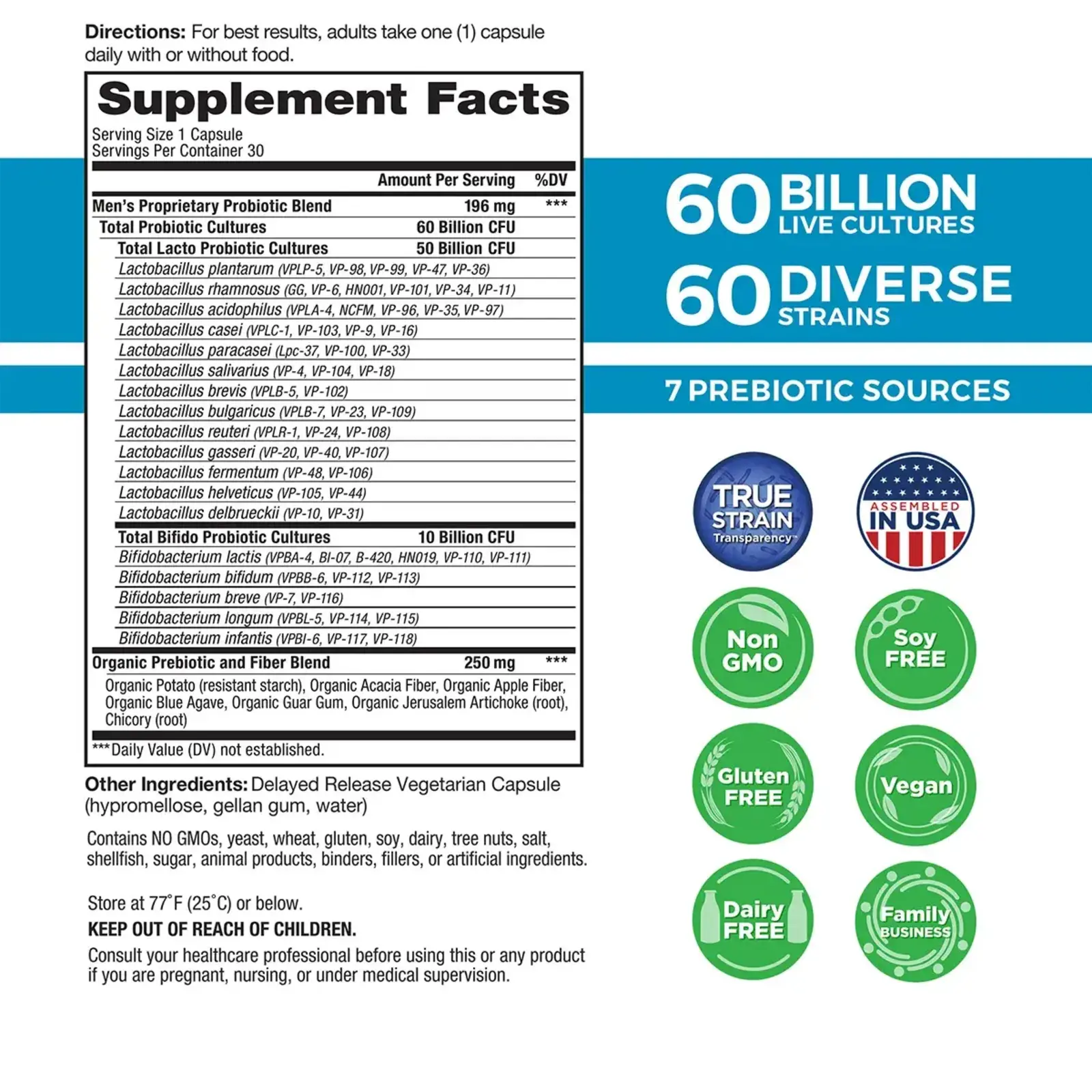 Vital Planet Vital Flora 60B, 60 Strain, Men's, 30ct- shelf
