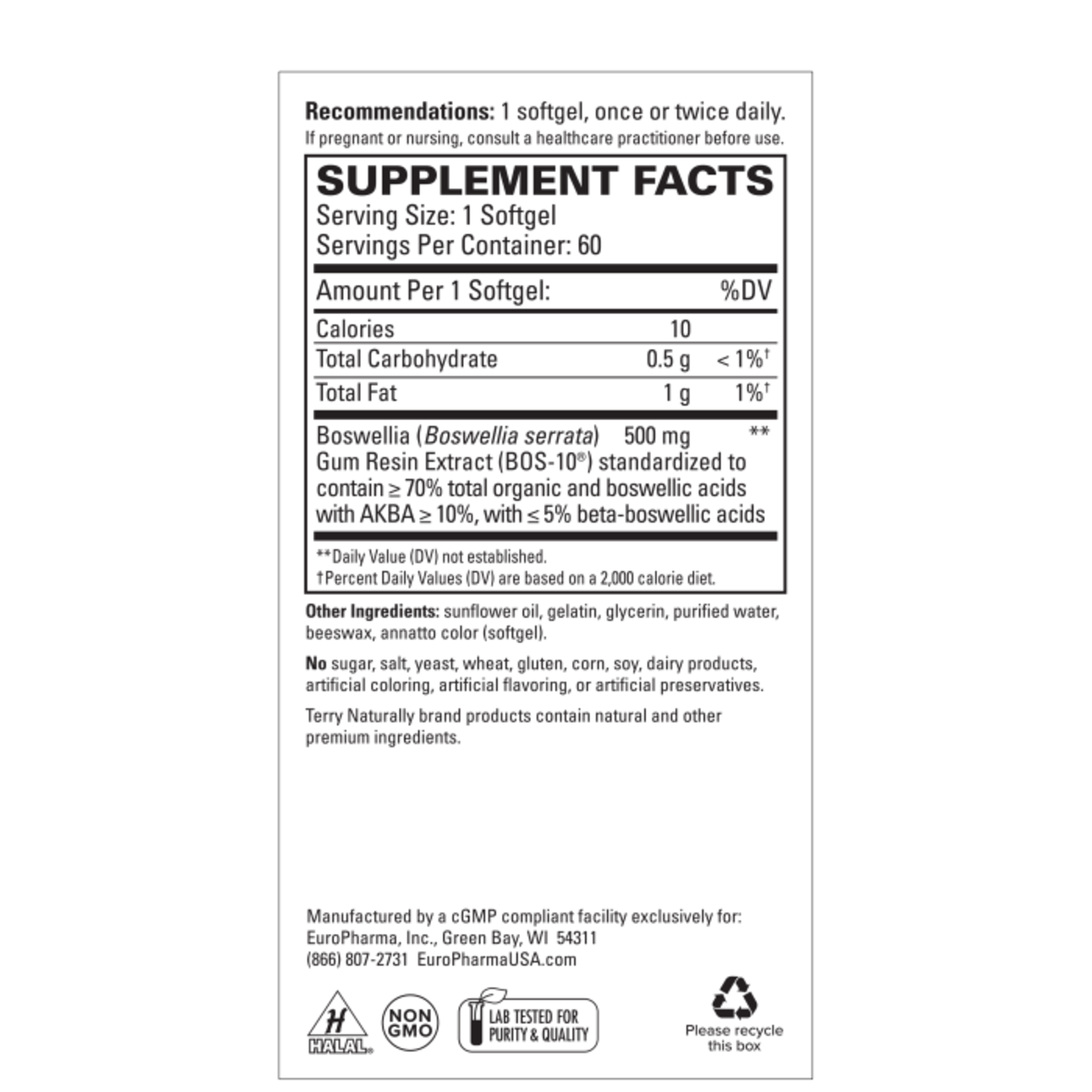 Terry Naturally BosMed 500 - 60 softgels