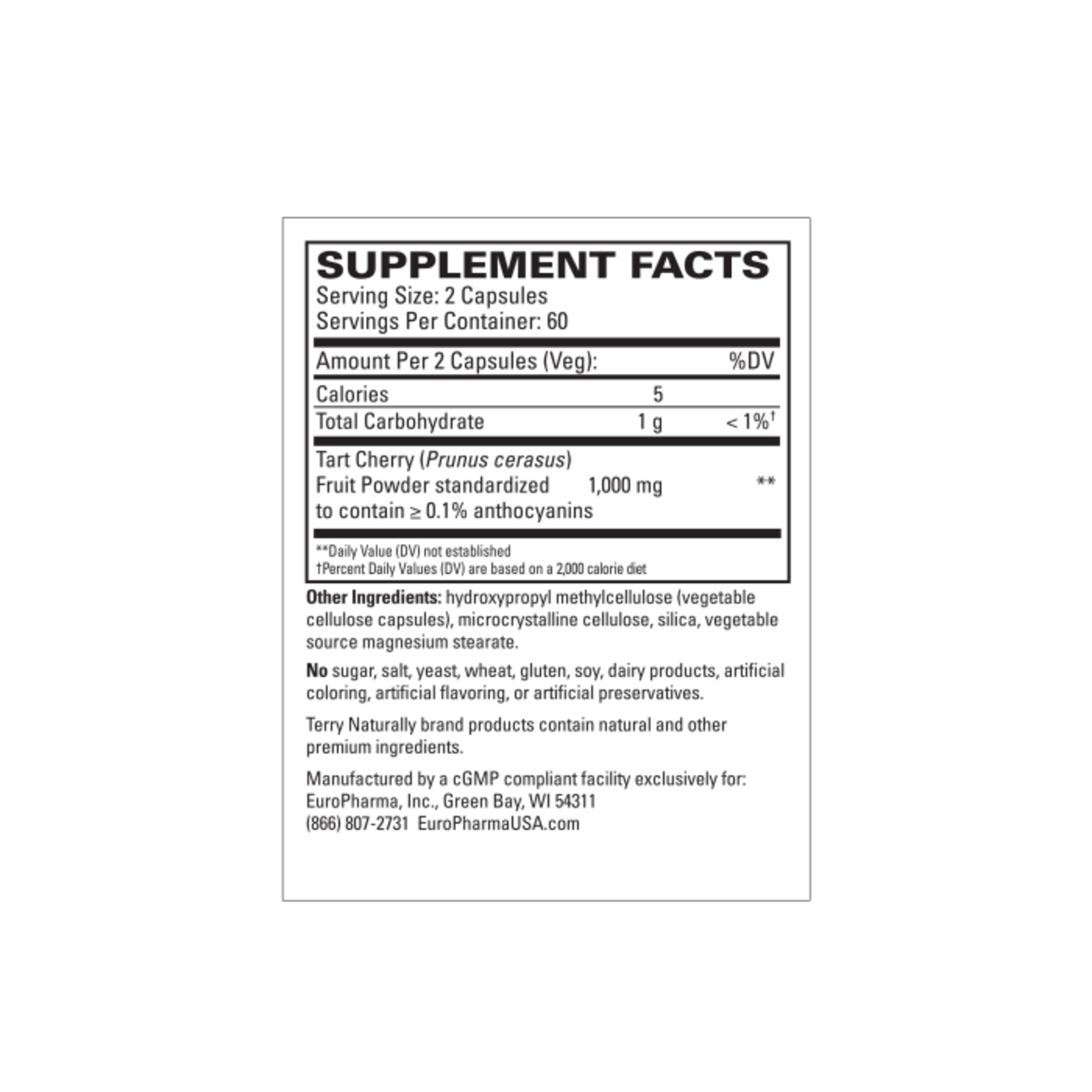 Terry Naturally Tart Cherry - 120 caps