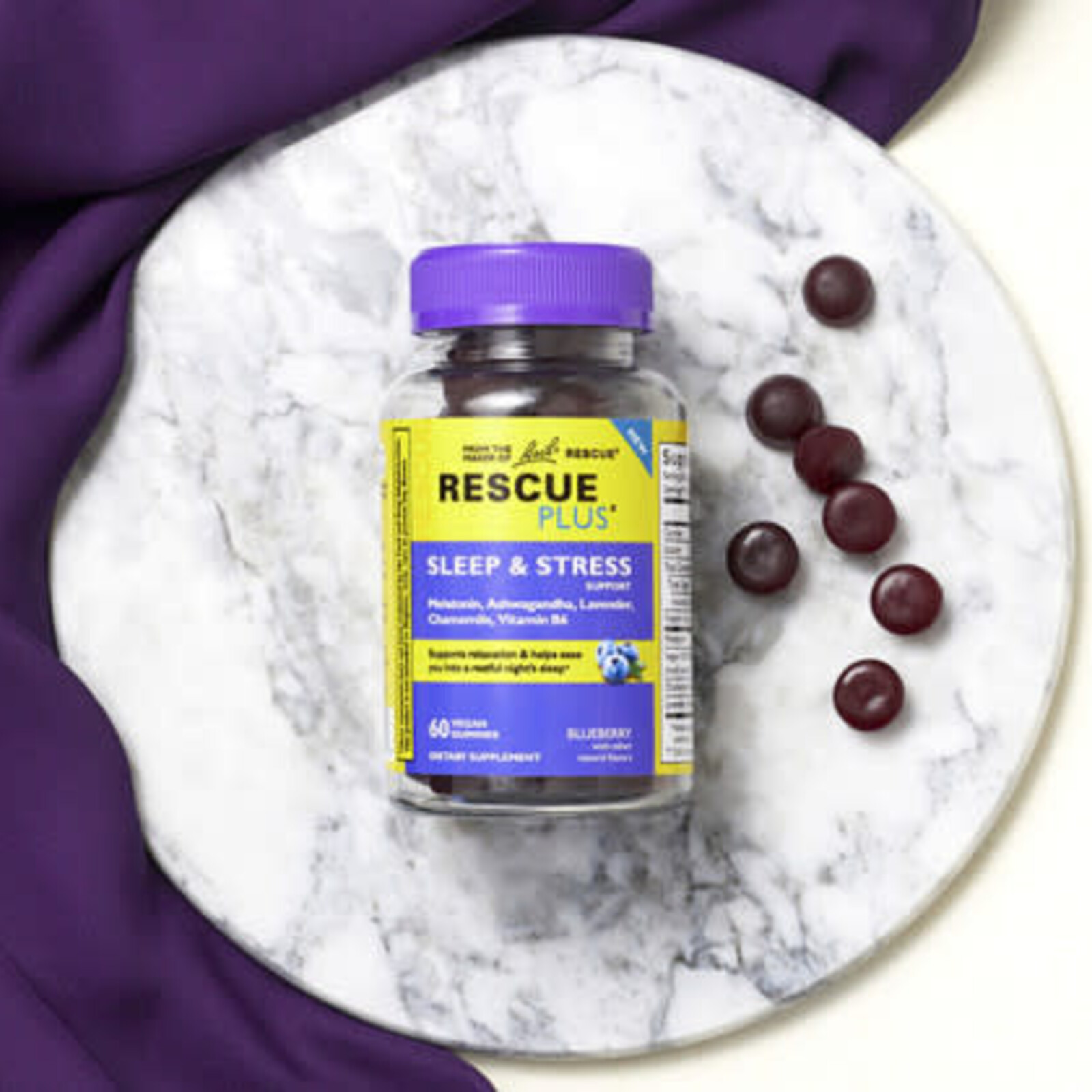 Bach Rescue PLUS Sleep & Stress Gummies, Blueberry 60 ct