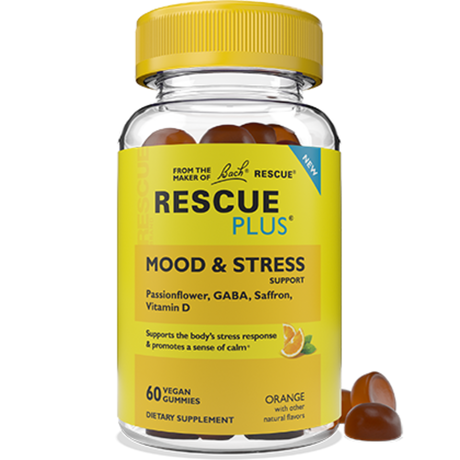 Bach Rescue PLUS Mood & Stress Gummies, Orange - 60ct