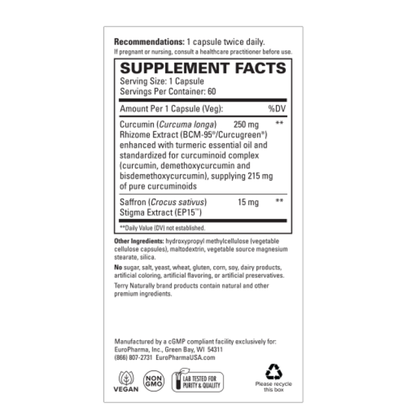 Terry Naturally Saffron Lift + Curcumin